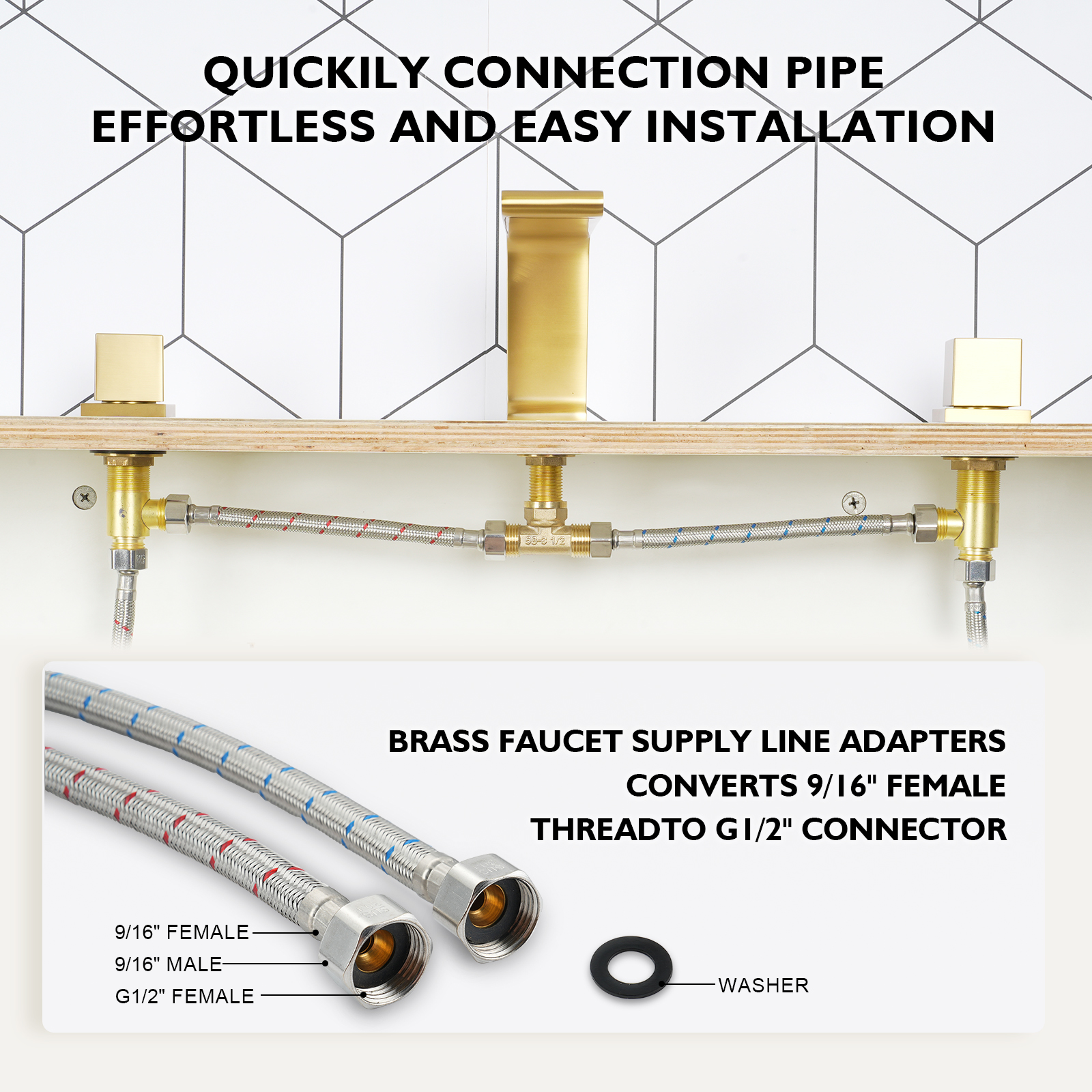 3-Hole Deck-Mounted Waterfall Basin Faucet Bathroom Sink Faucet