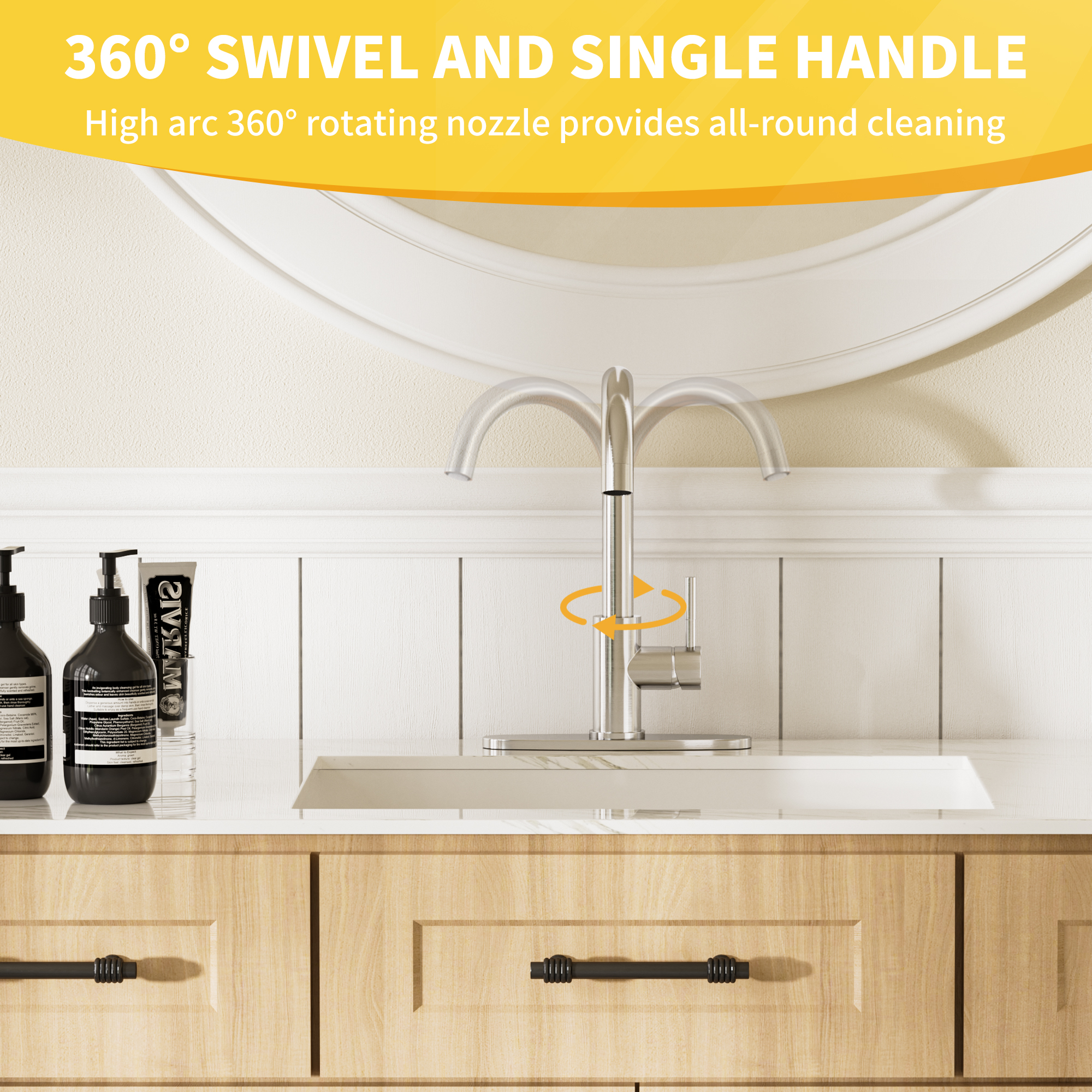 1-Hole/3-Hole Single Handle Bathroom Vanity Faucet with Deck Plate