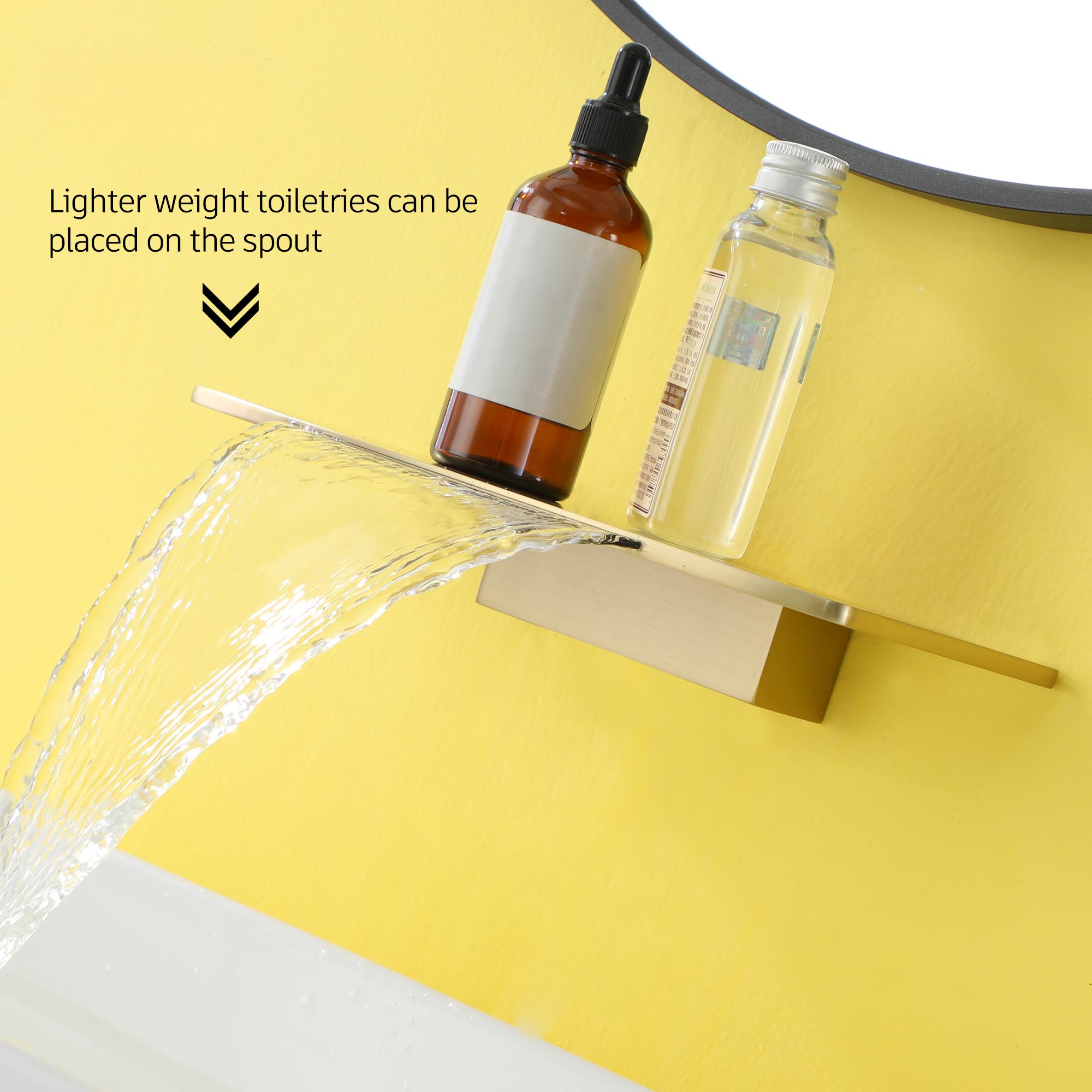 Wall Mounted Single Handle Waterfall Bathroom Sink Faucet with Rough-in Valve