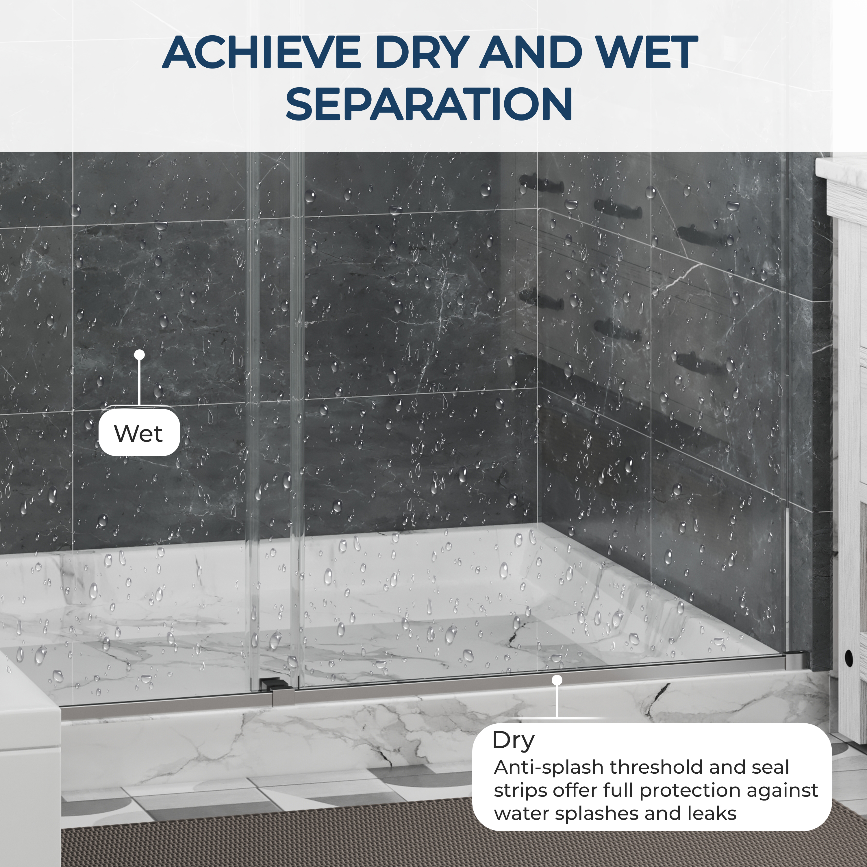 48"x76" Adjustable Frameless Double Sliding Shower Door with Towel Bars