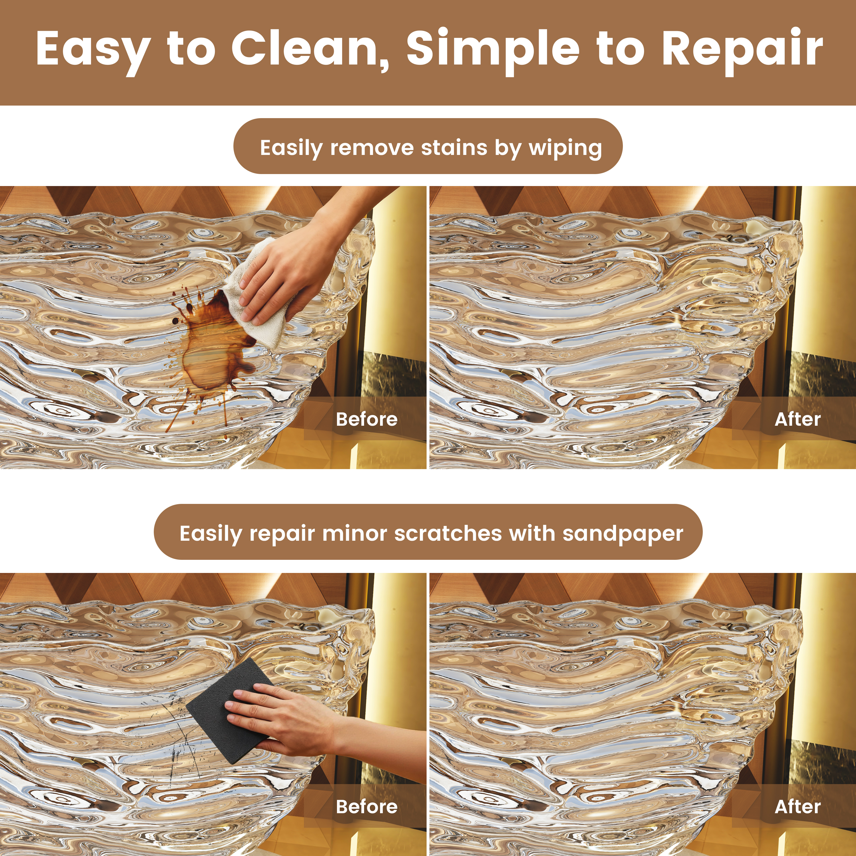 69" Sculptural Transparent Resin Freestanding Soaking Bathtub 