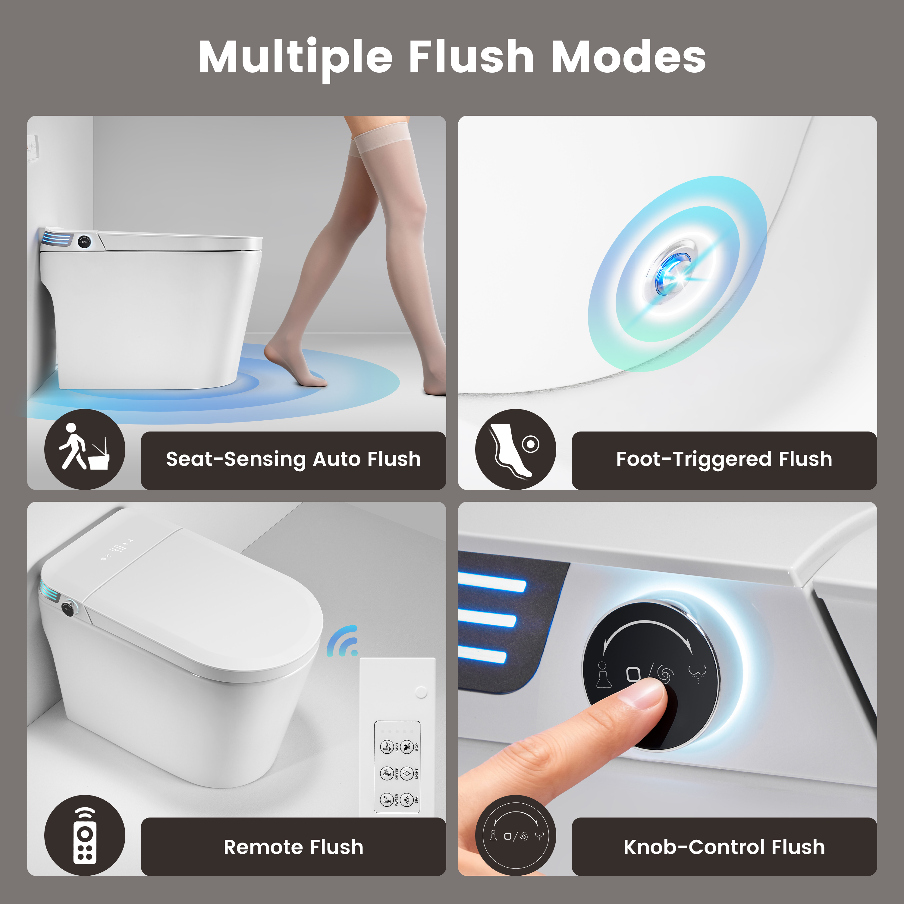 Modern Antibacterial Ceramic Smart Toilet with Side Ambient Lighting