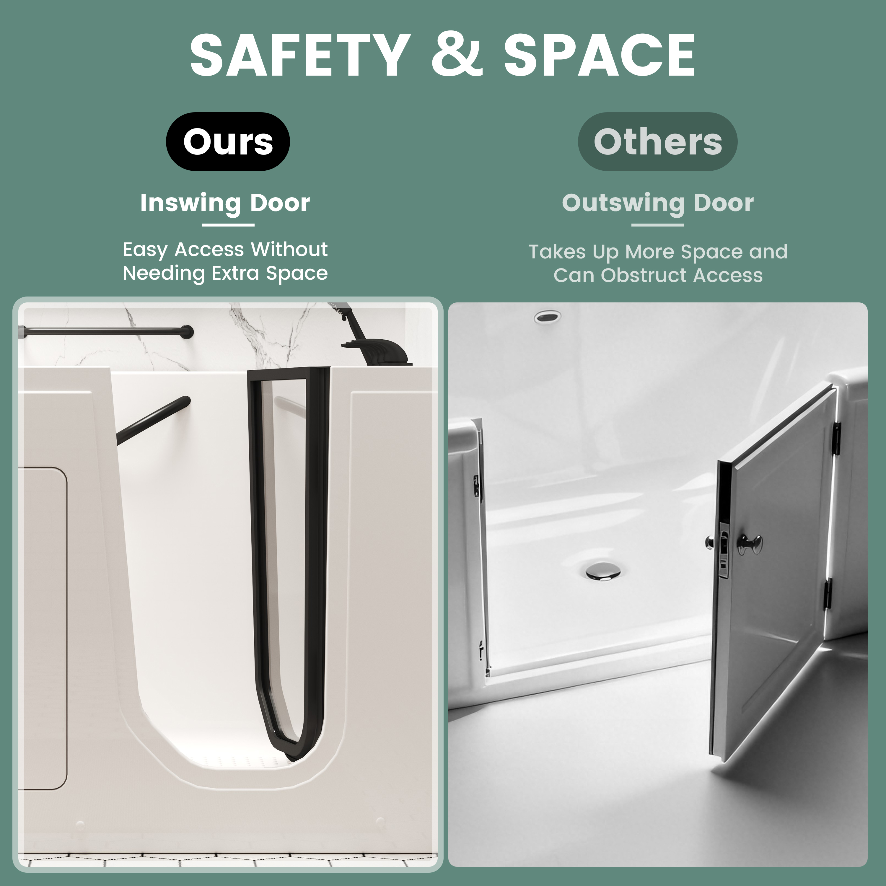 49" Glossy White Acrylic Walk-In Soaking Bathtub with High-Flow Faucet