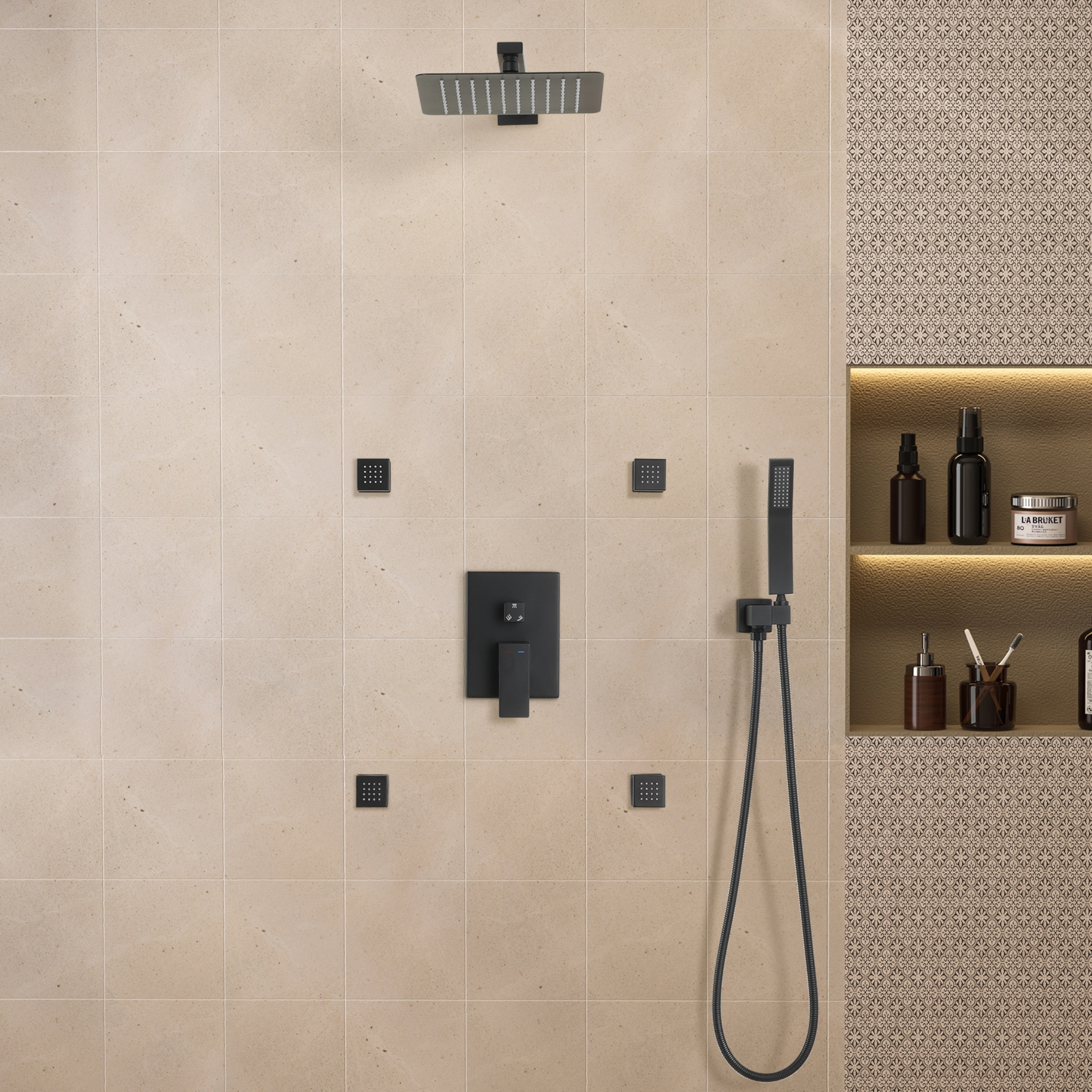 10-Inch Stainless Steel Shower System with 4 Body Jets