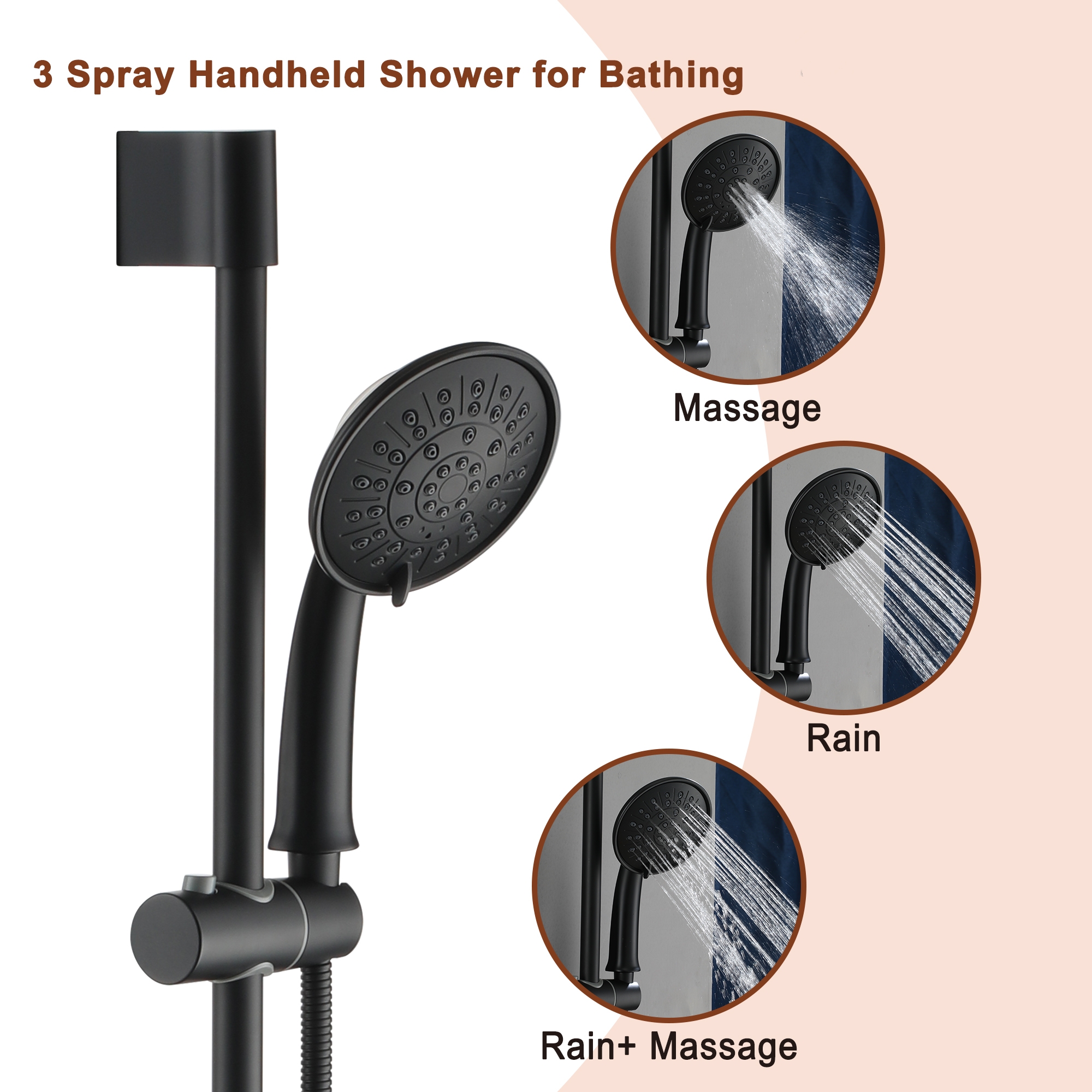 8-inch Rain Shower Head System with Pressure Balance Valve