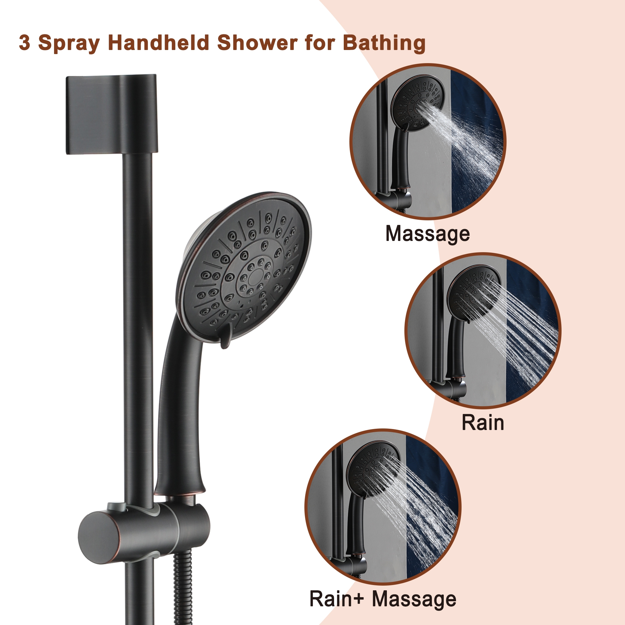 8-inch Rain Shower Head System with Pressure Balance Valve