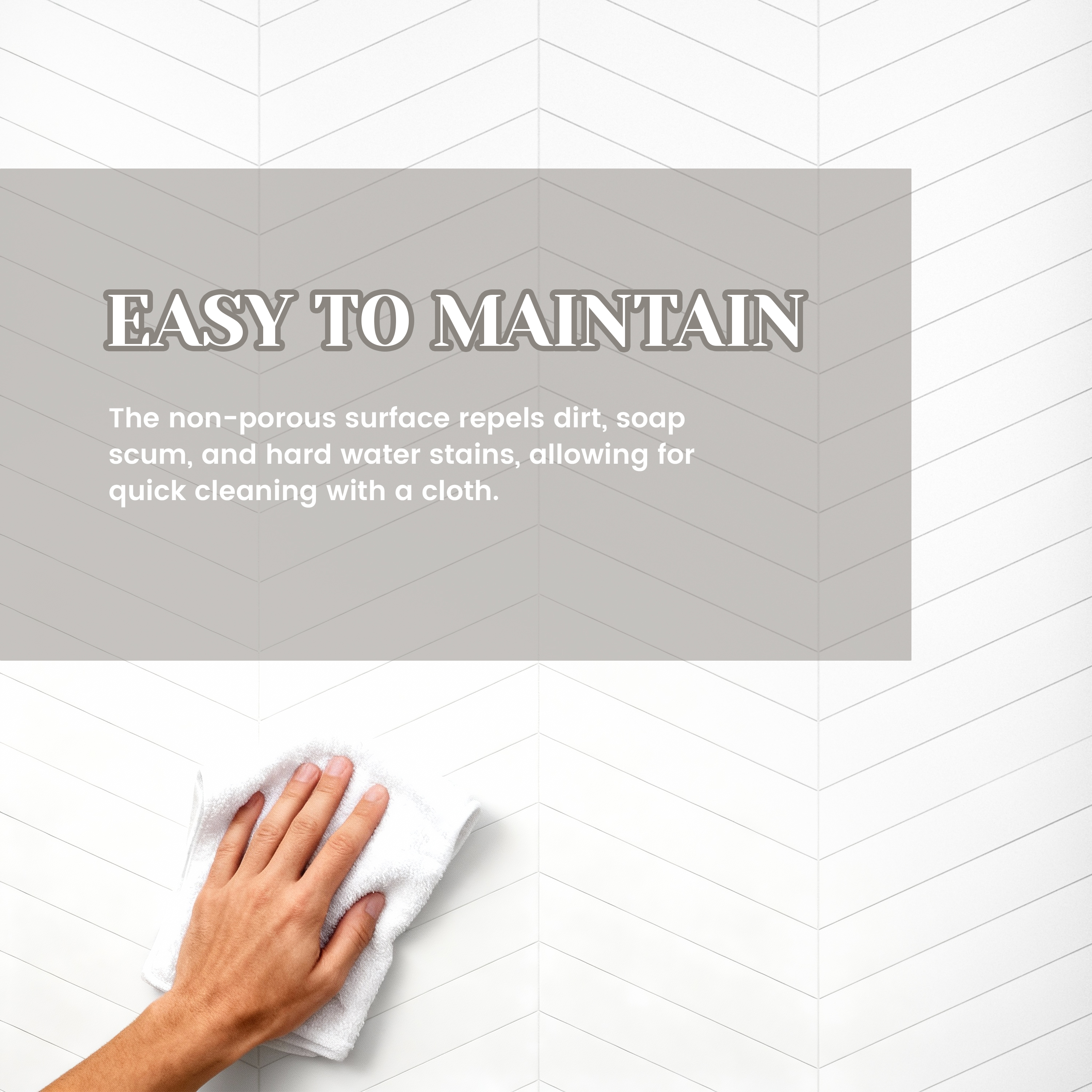 V-Shaped Herringbone SMC Shower Wall Panels with Waterproof & Easy Install