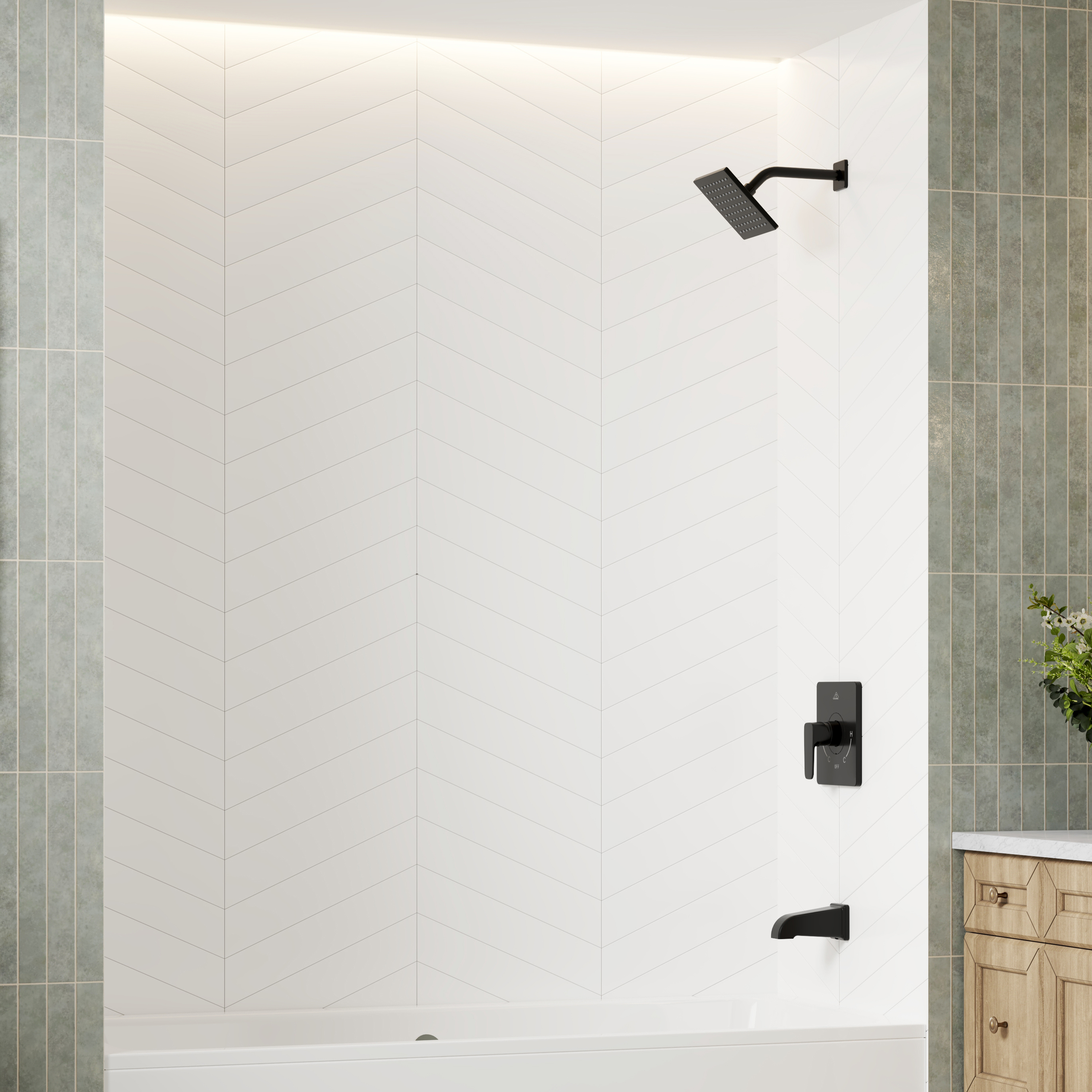 V-Shaped Herringbone SMC Shower Wall Panels with Waterproof & Easy Install