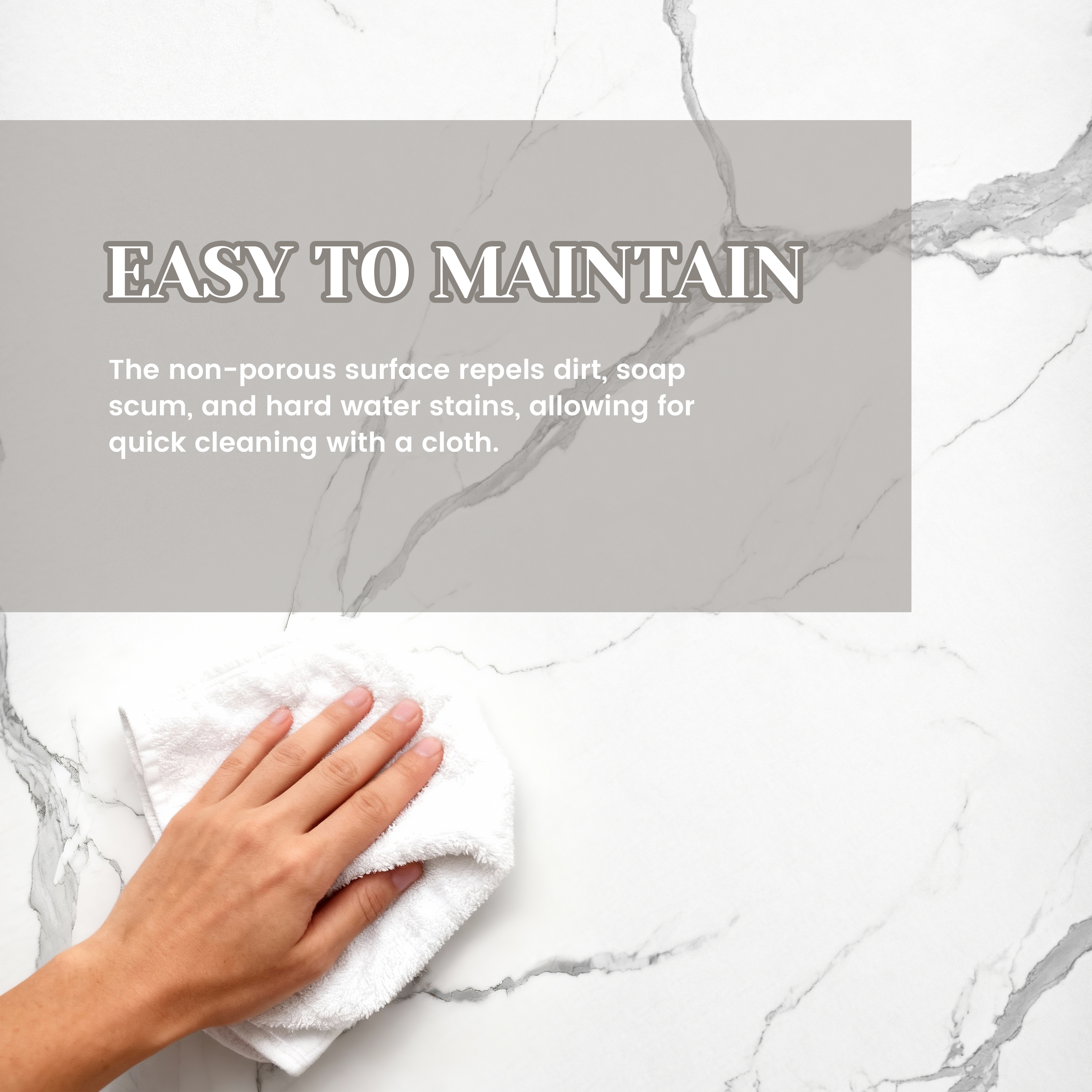 3-Piece SMC Marble Shower Wall Panels for Modern Showers