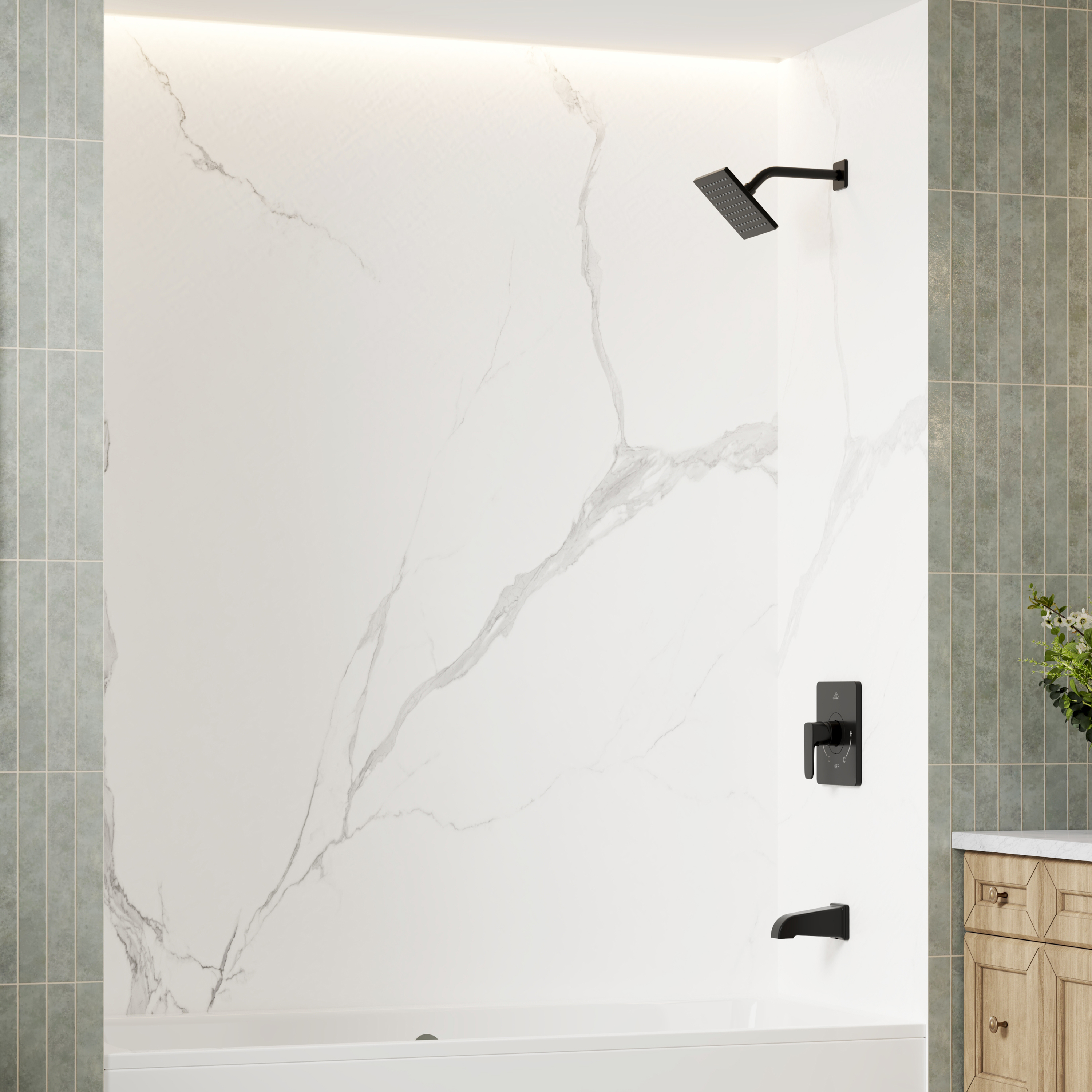 3-Piece SMC Marble Shower Wall Panels for Modern Showers