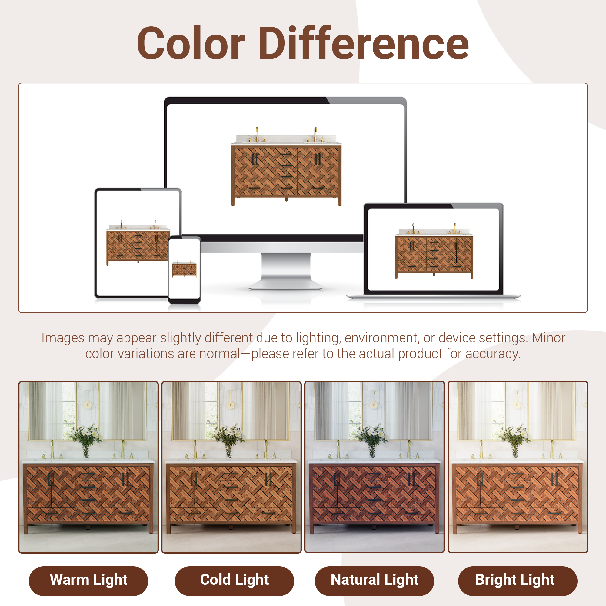 60" Double Sink Bathroom Vanity with Engineering Stone Top & 2 Basins