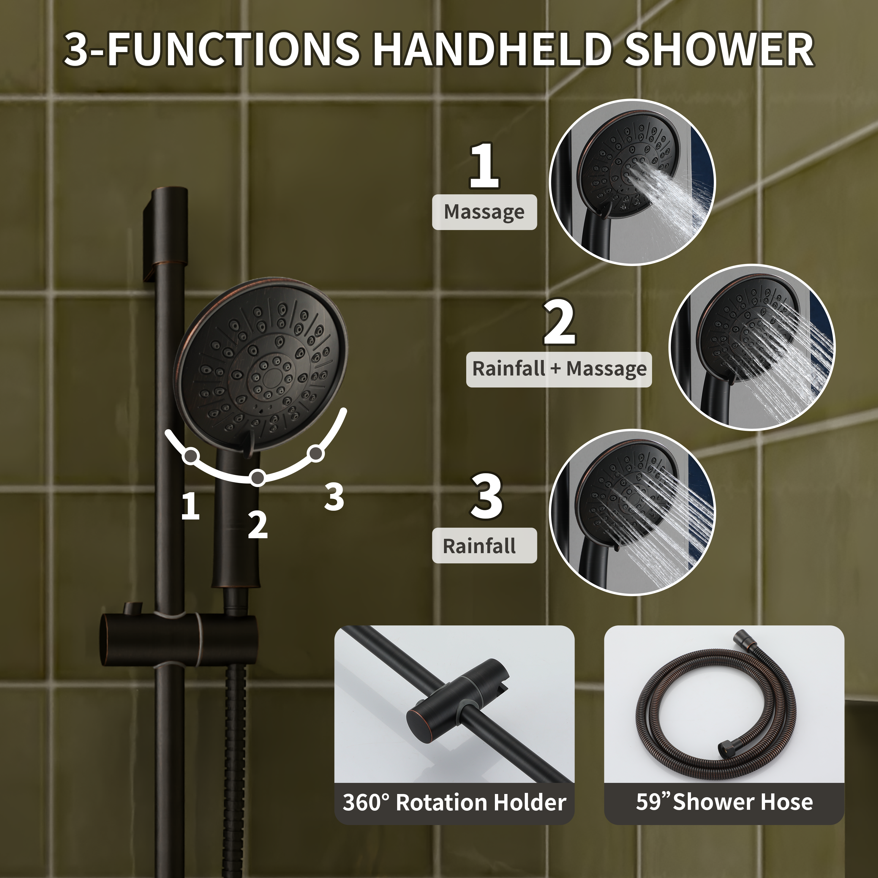 8" Rain Shower Head System with Pressure Balance Valve