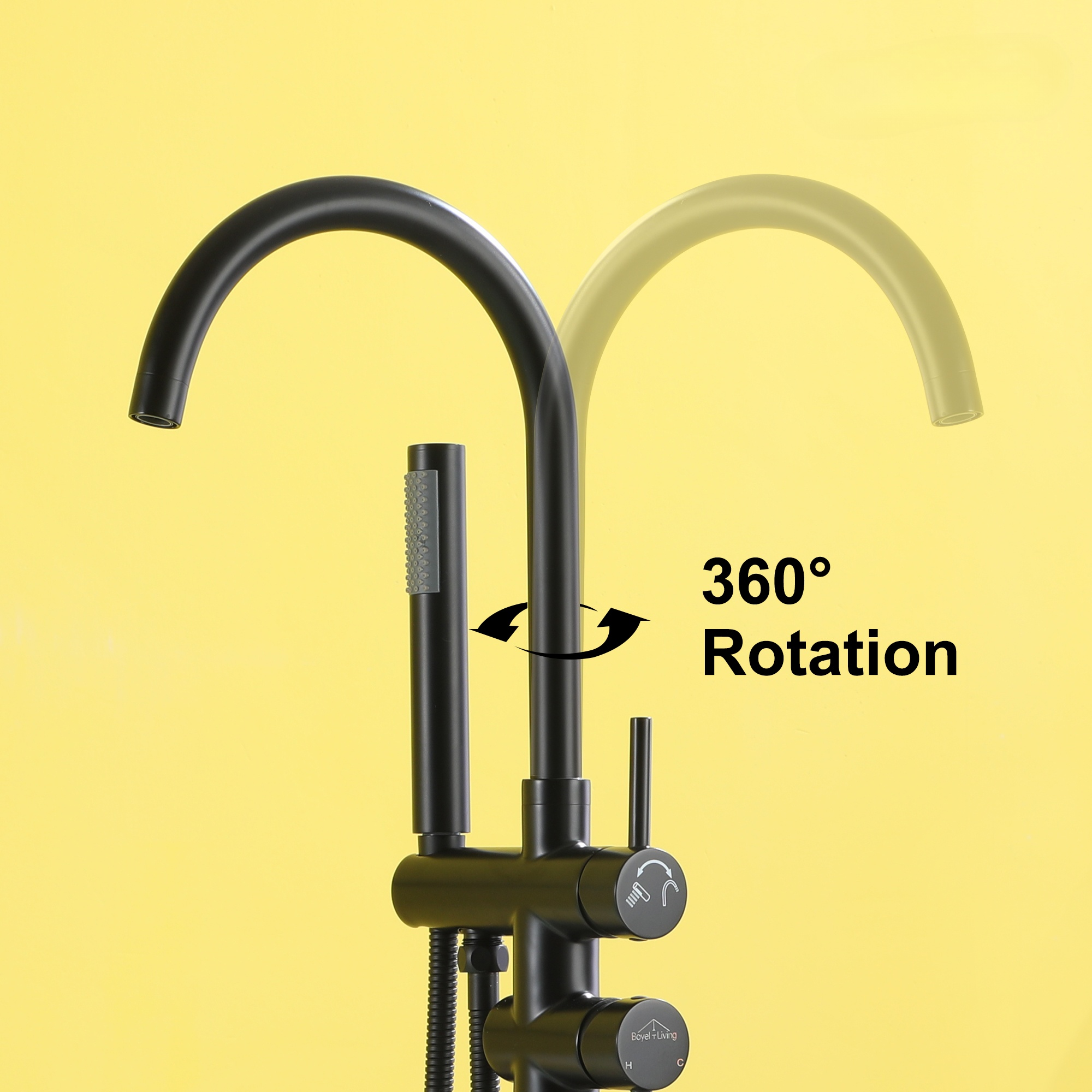 2-Handle Freestanding Bathtub Faucet with Handheld Shower