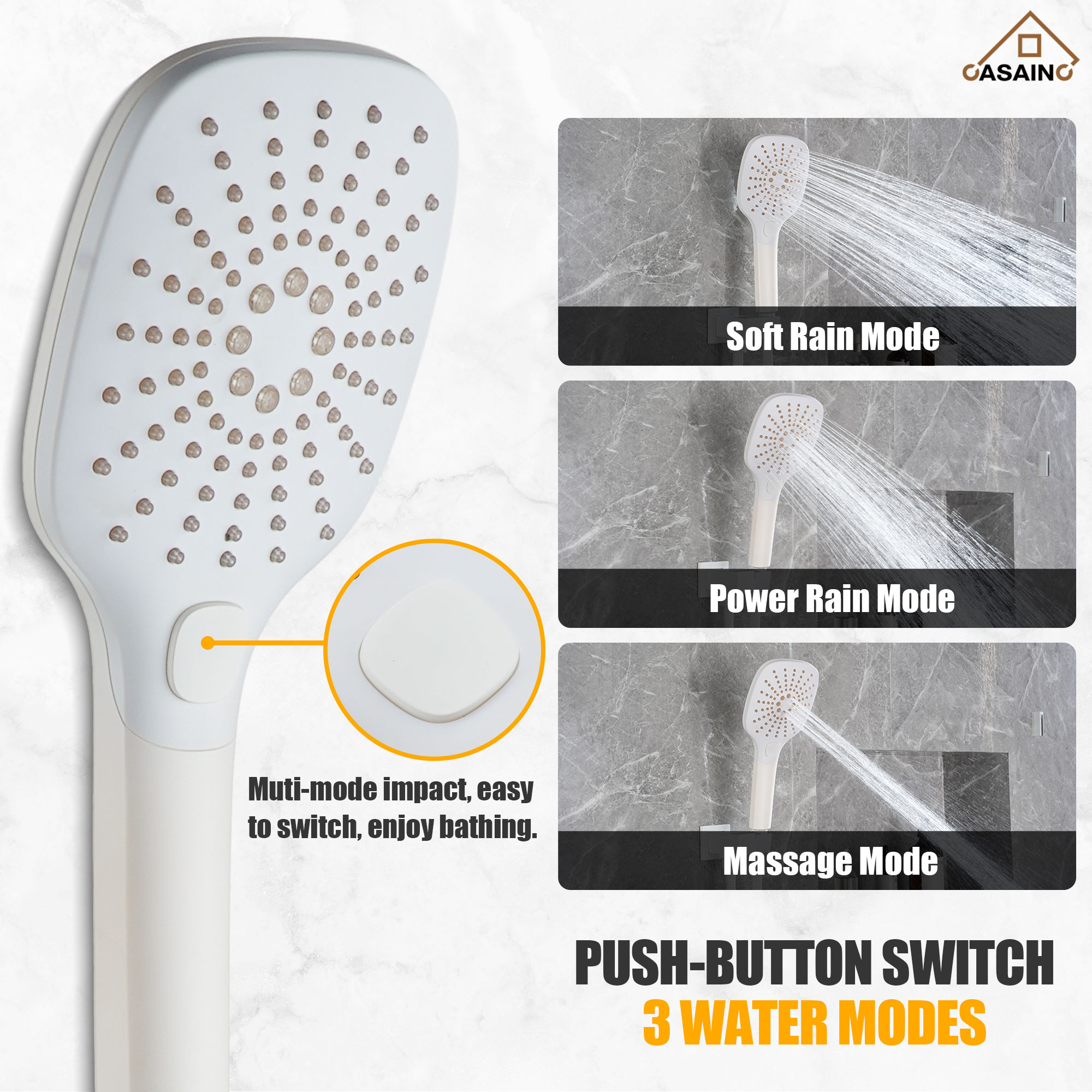 16'' Concealed Multi-Function Shower System 3-Spray Modes Showerhead