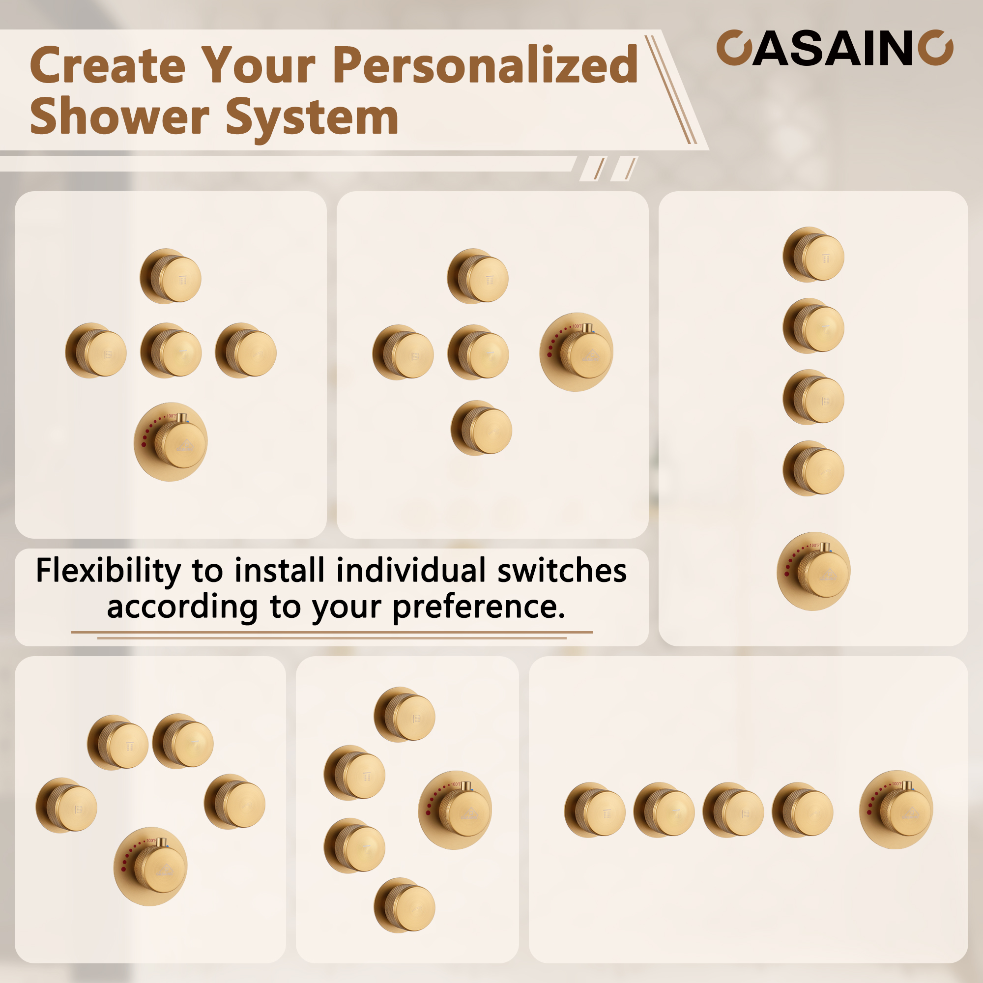 12" Adjustable Shower Head With Shelf Shower System, Hand Shower With Spray Gun Function