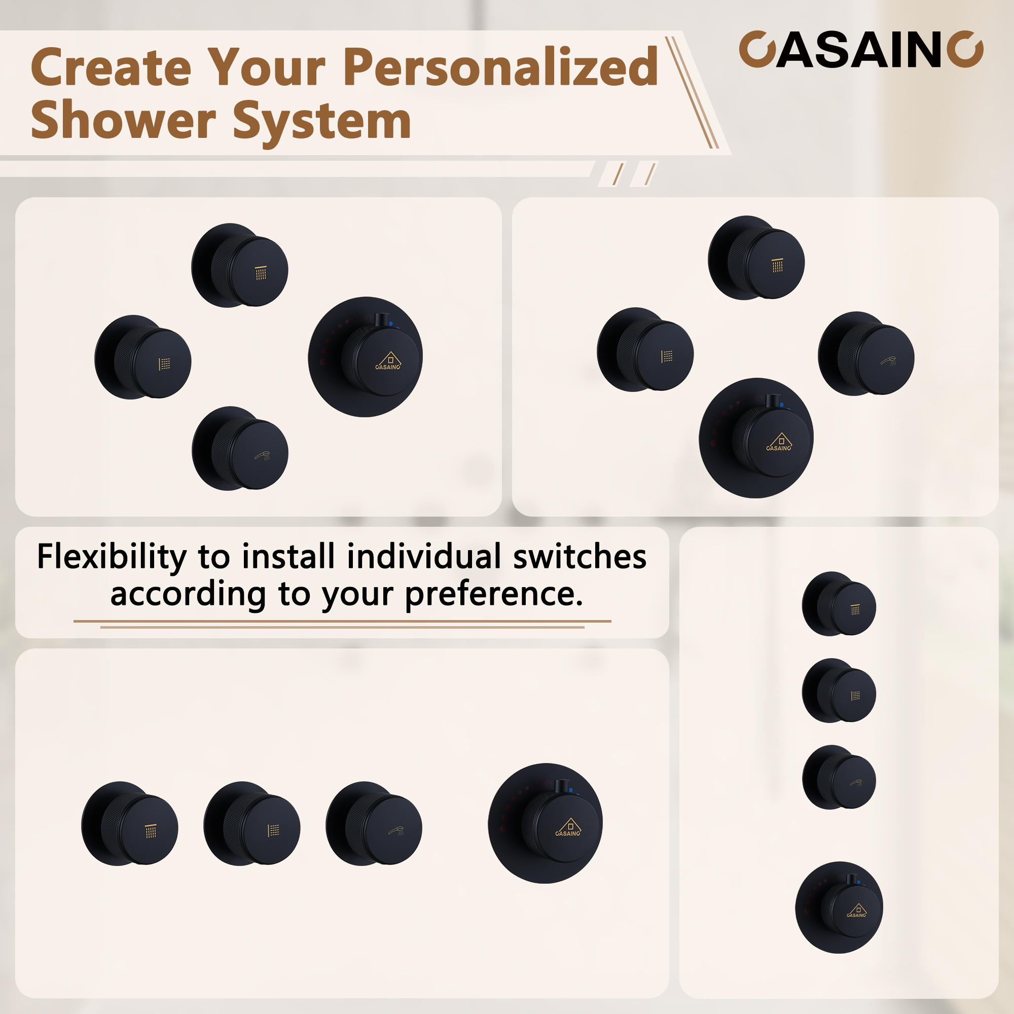 12" Shower System with Shelf, Handheld Shower with Lance Function