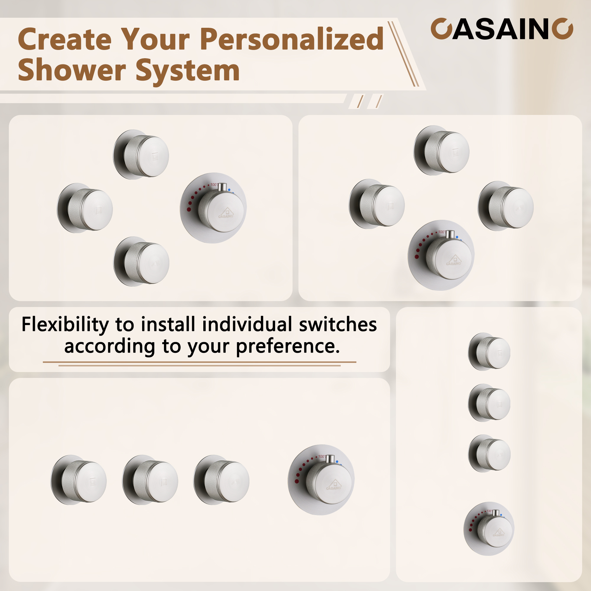 12" Shower System with Shelf, Handheld Shower with Lance Function