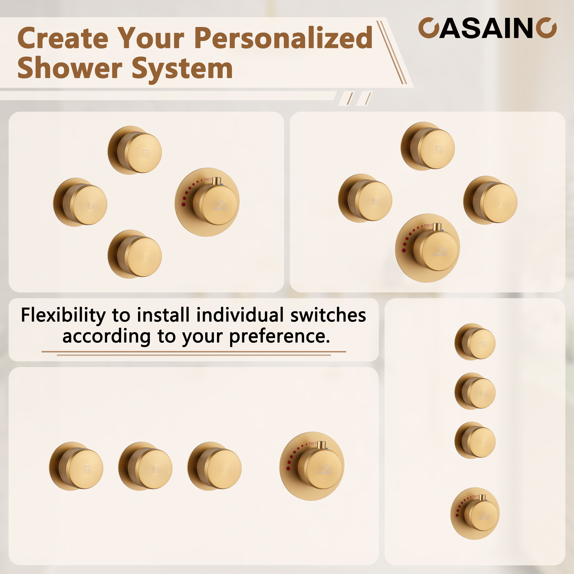 12" Shower System with Shelf, Handheld Shower with Lance Function