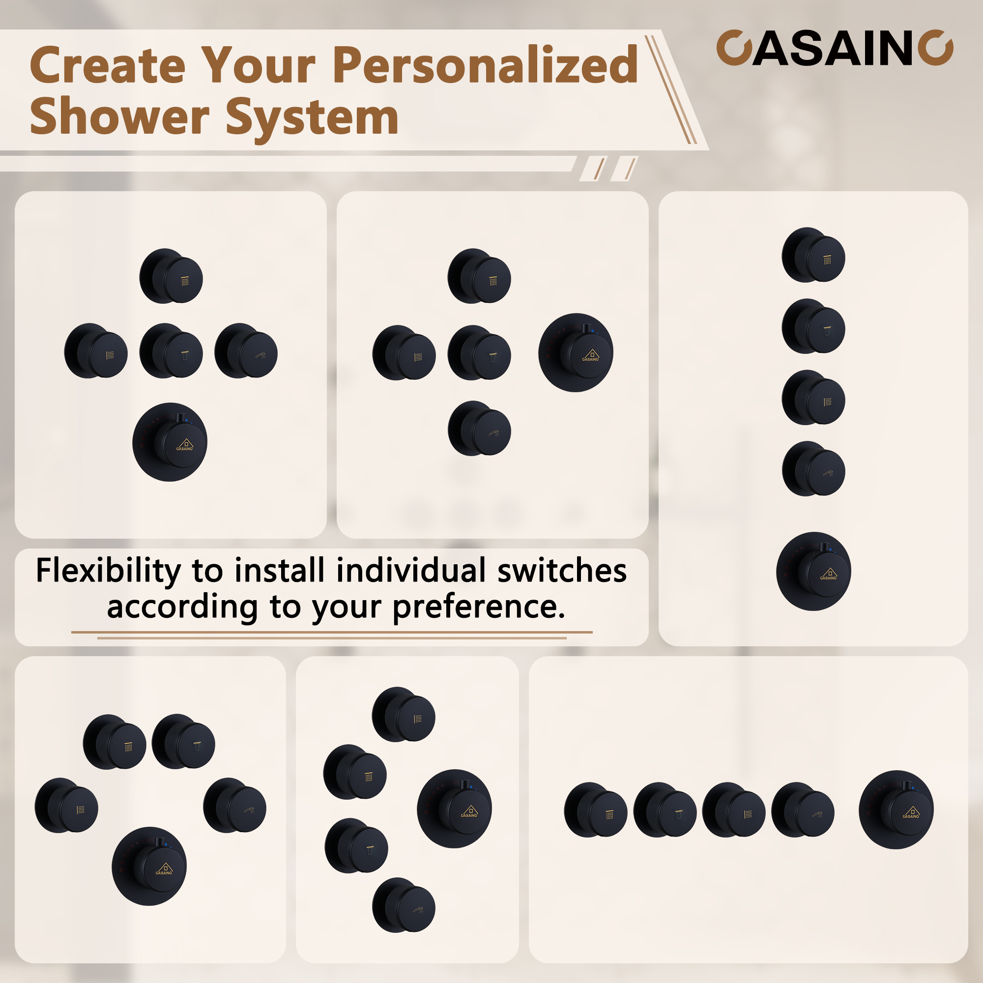 12" Adjustable Shower Head With Shelf Shower System, Hand Shower With Spray Gun Function