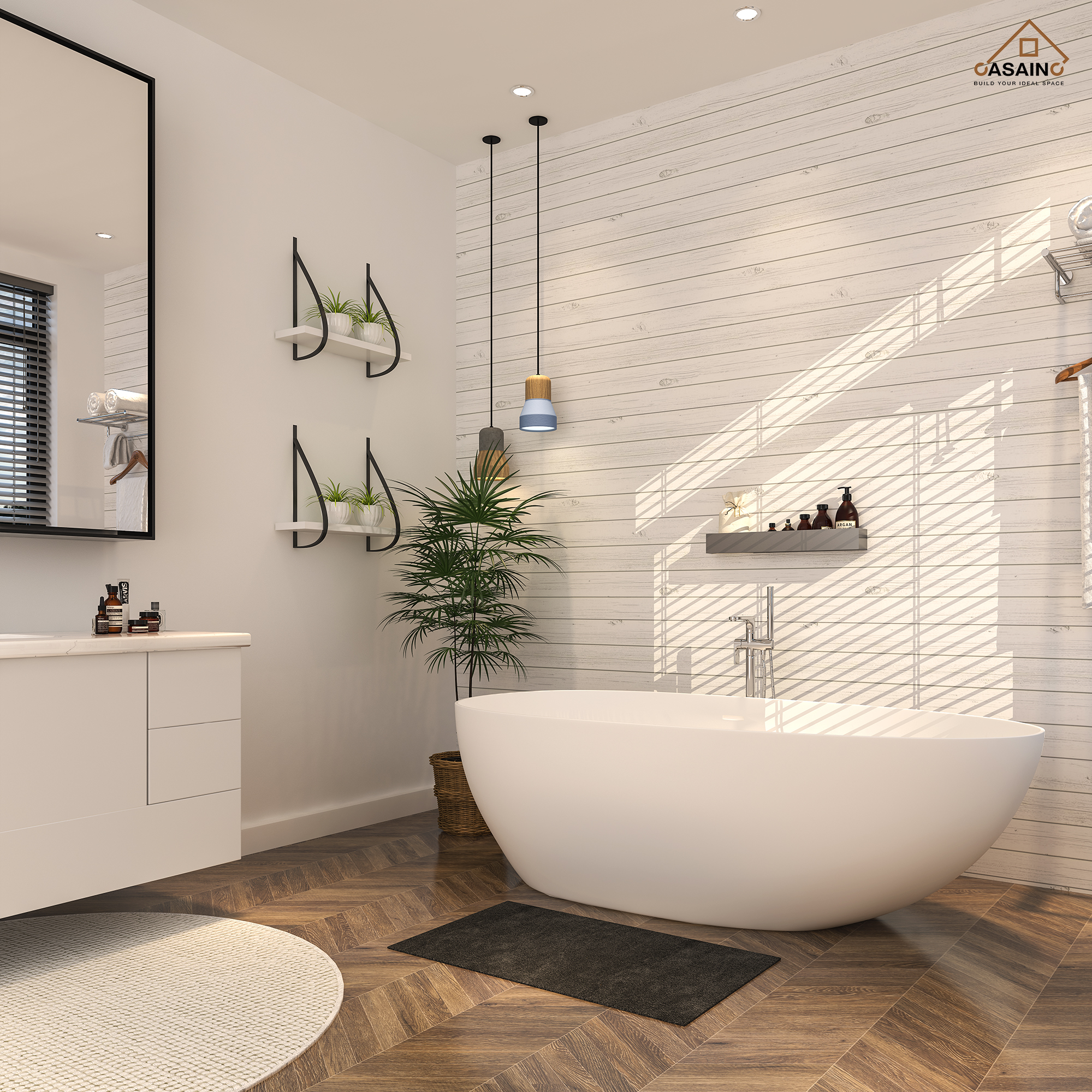 CASAINC 59/63/67/71" Solid Surface Freestanding Bathtub, Egg Shell Shaped Stone Resin Freestanding Tubs, Contemporary Oval Soaking Tub with Overflow and  Drain, Matte White