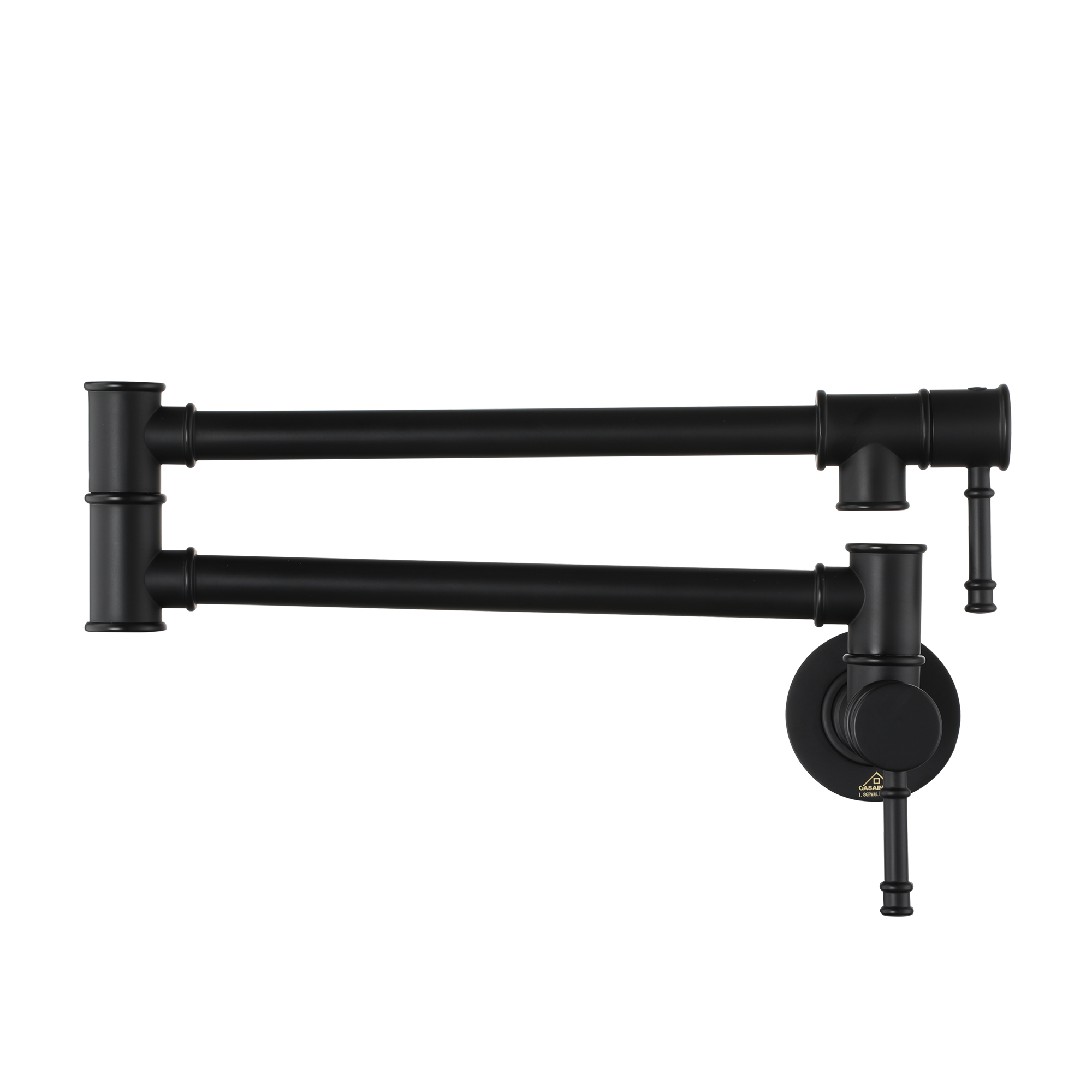 Space-Saving Wall-Mounted Pot Filler with Double Handles and Folding Design