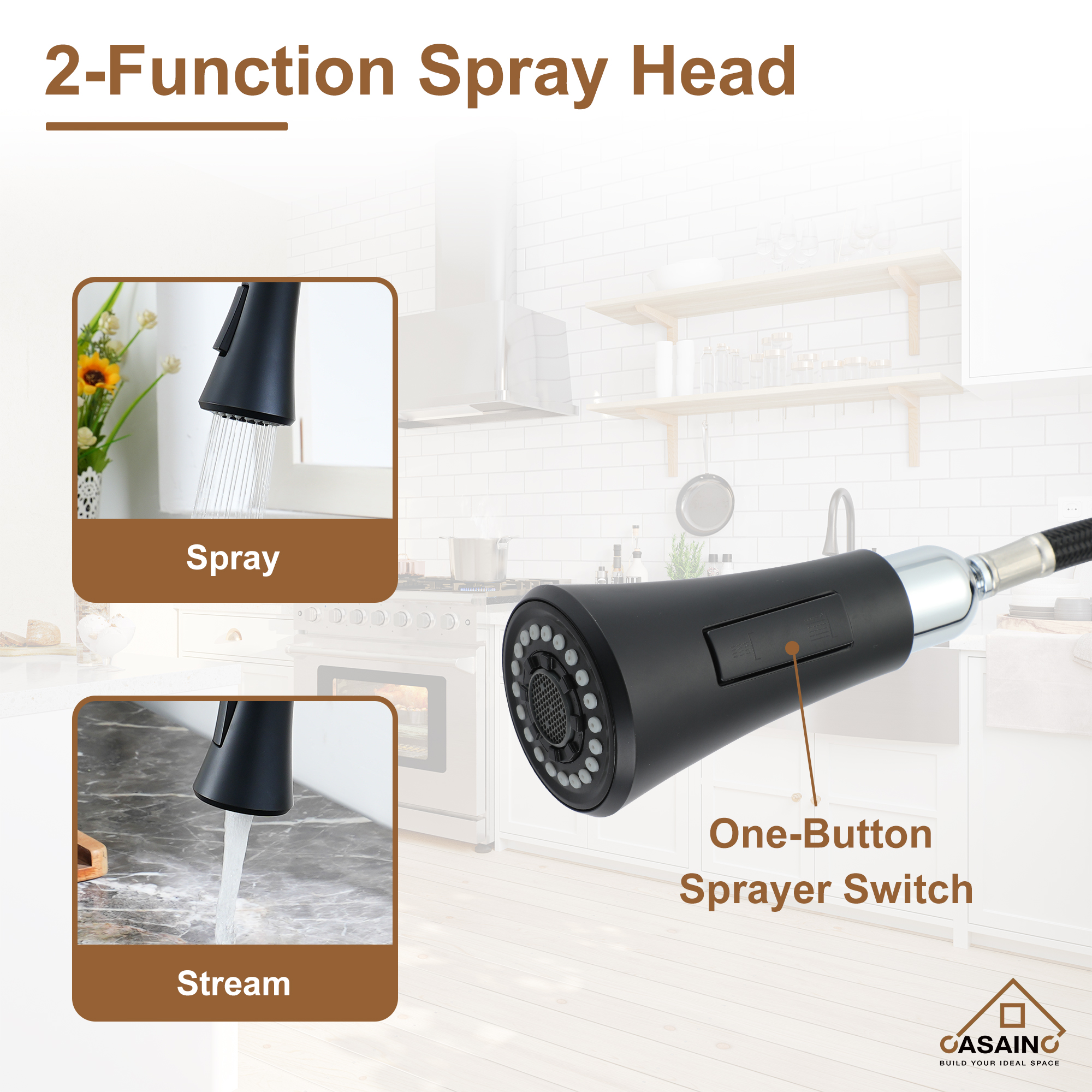 Smart Voice-Controlled Kitchen Faucet with Pull Down Sprayer and Touchless Technology