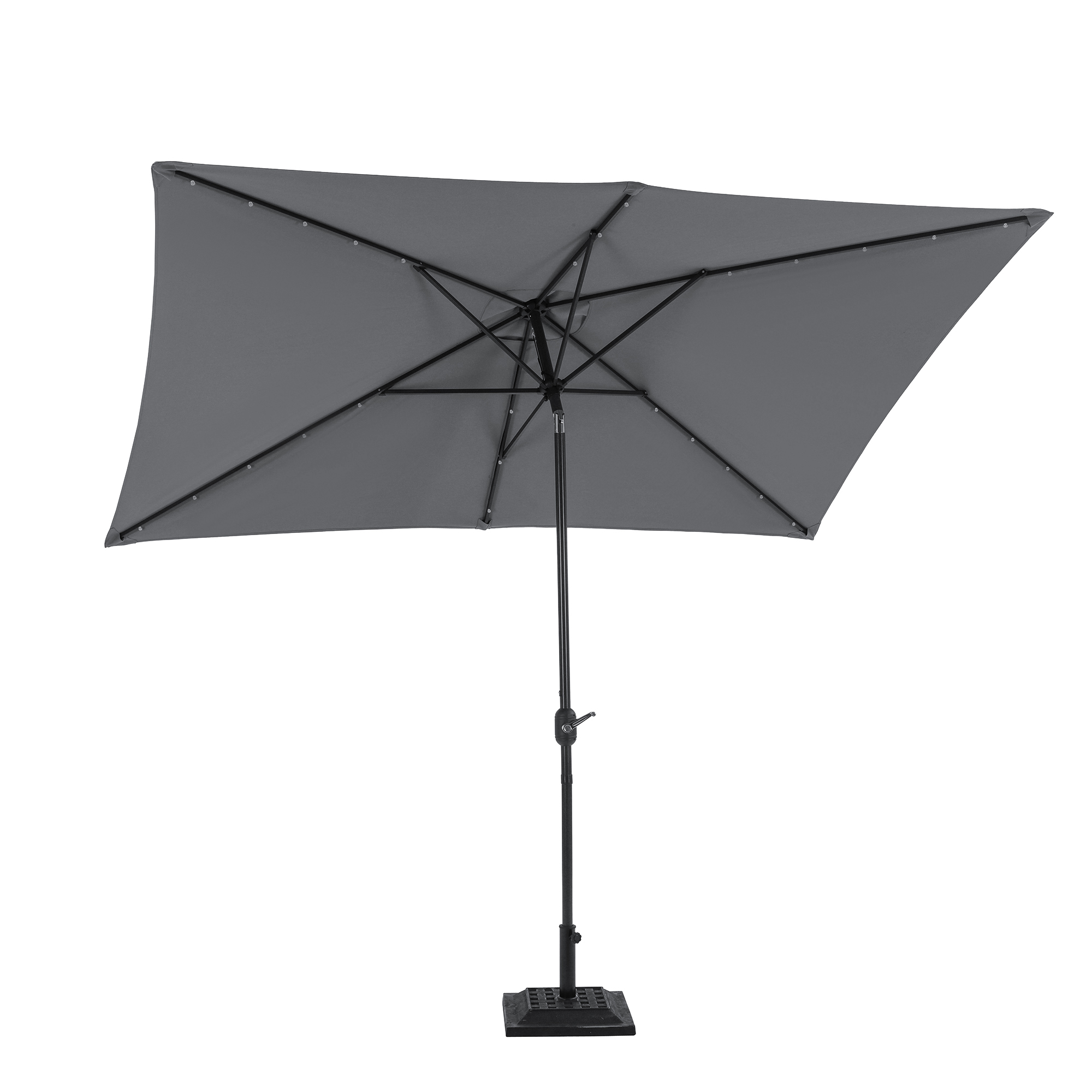 10Ft Outdoor Rectangular Umbrella with 26 Solar-Powered LED Lights, Crank and Tilt (Without Base)