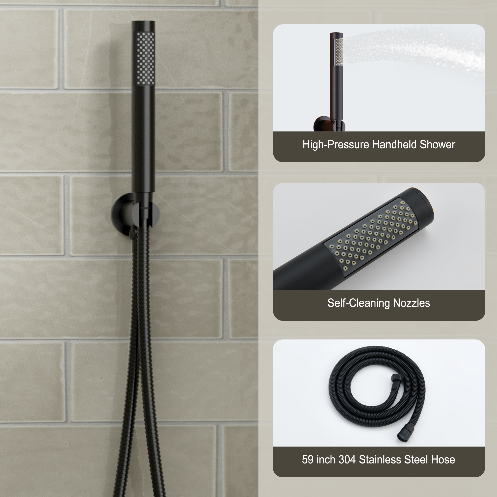 3-Function Shower System with Dual Showerheads and Balancing Valve
