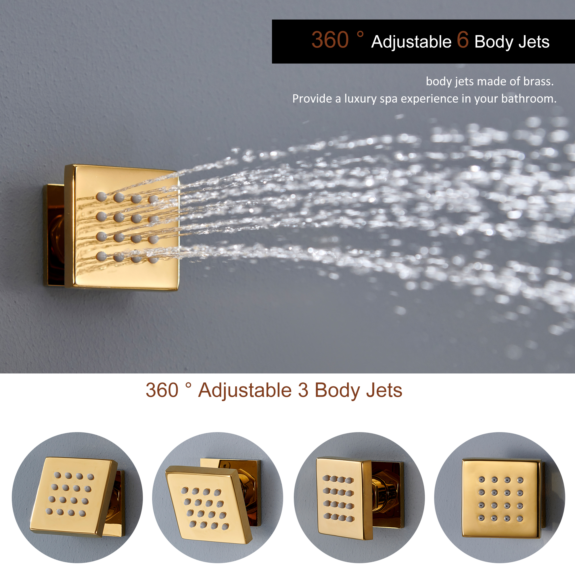 Deluxe 4-Function Thermostatic Shower System with LED Lighting & Bluetooth Music 