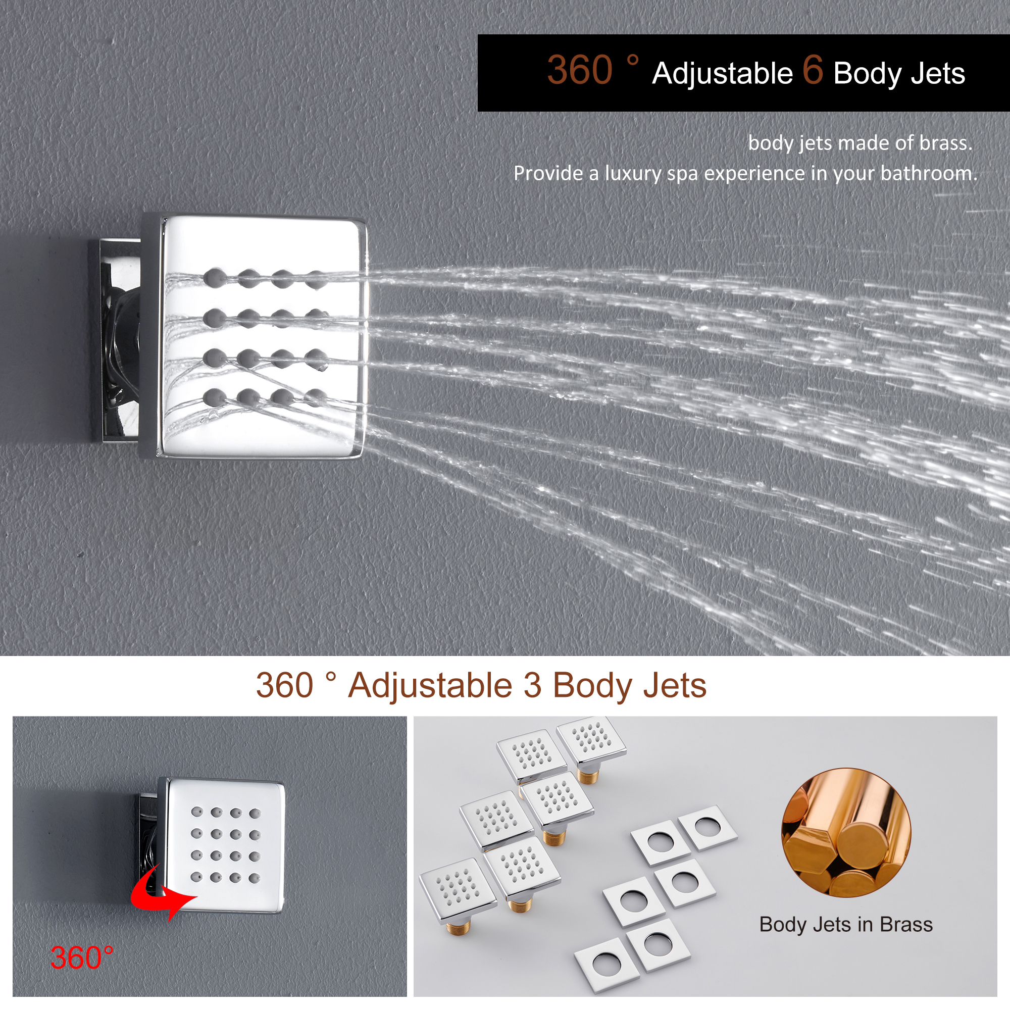 Deluxe 4-Function Thermostatic Shower System with LED Lighting & Bluetooth Music 