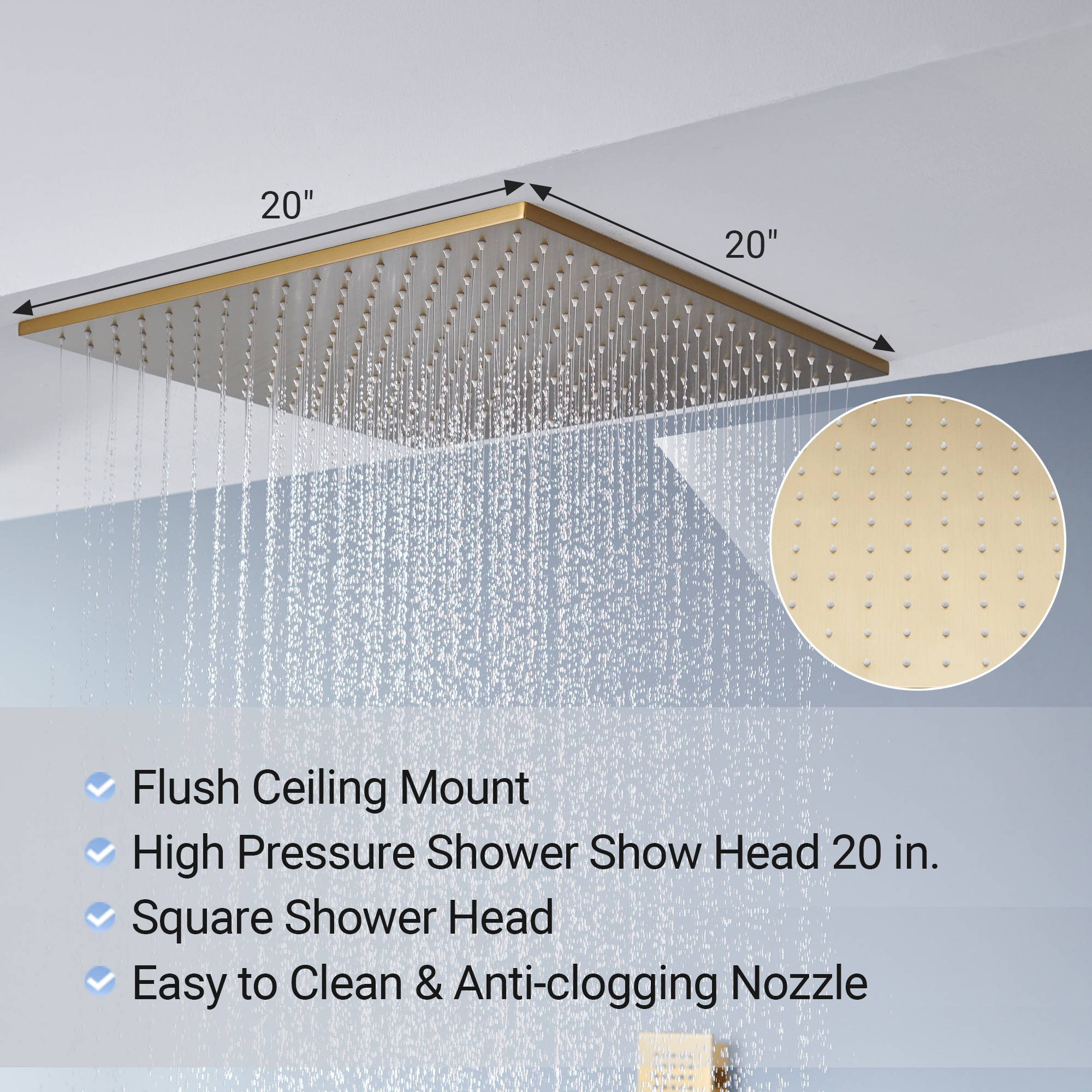20" Luxury 3-in-1 Shower System with Shower Handheld and Body Jets
