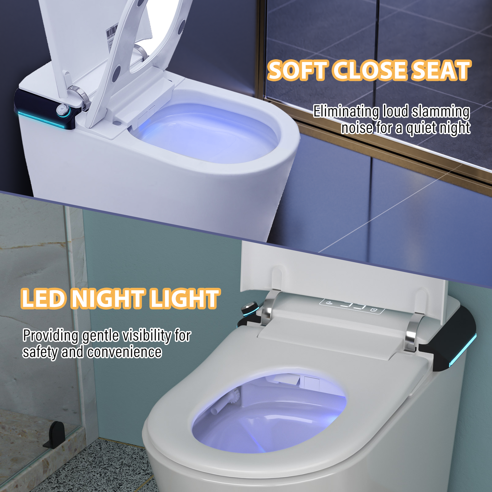 White Electric Smart Bidet Toilet with Foot Sensor Flush 1.28 GPF