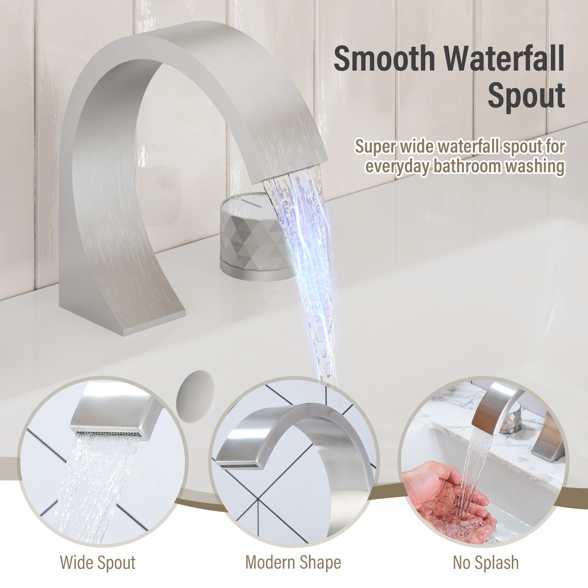 Modern Design 2-Handle Centerset Bathroom Faucet with Pop-up Drain