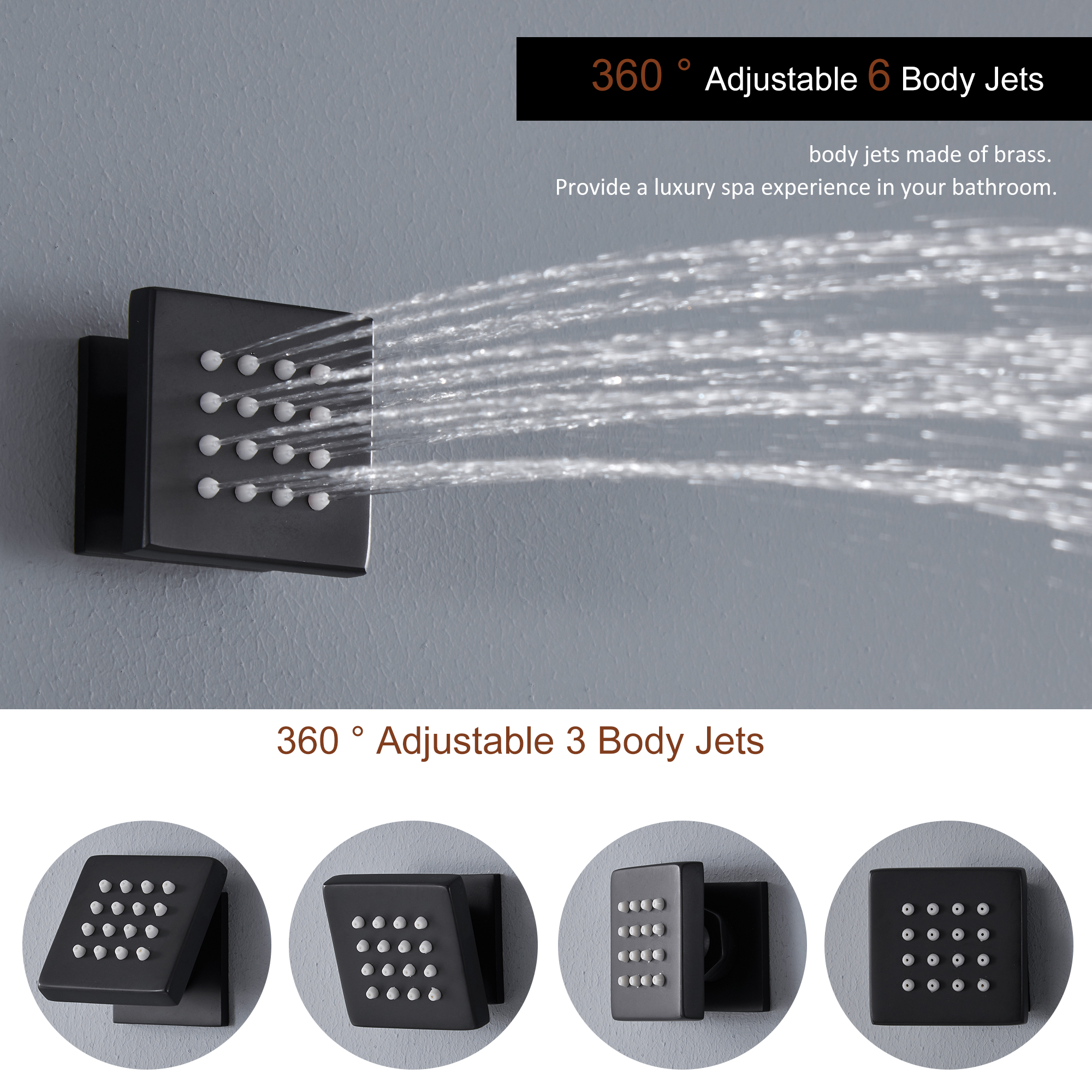 Deluxe 4-Function Thermostatic Shower System with LED Lighting & Bluetooth Music 