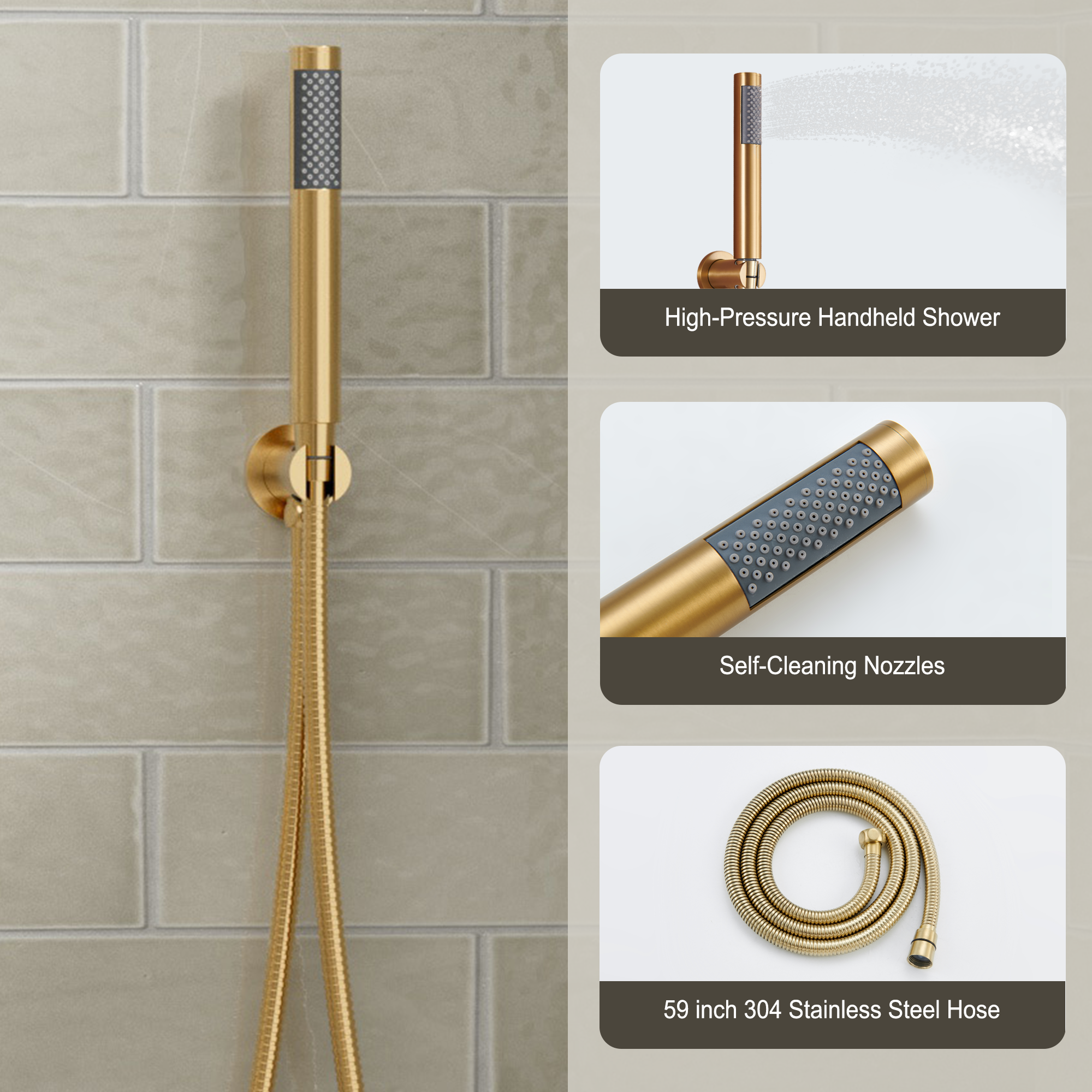 3-Function Shower System with Dual Showerheads and Balancing Valve