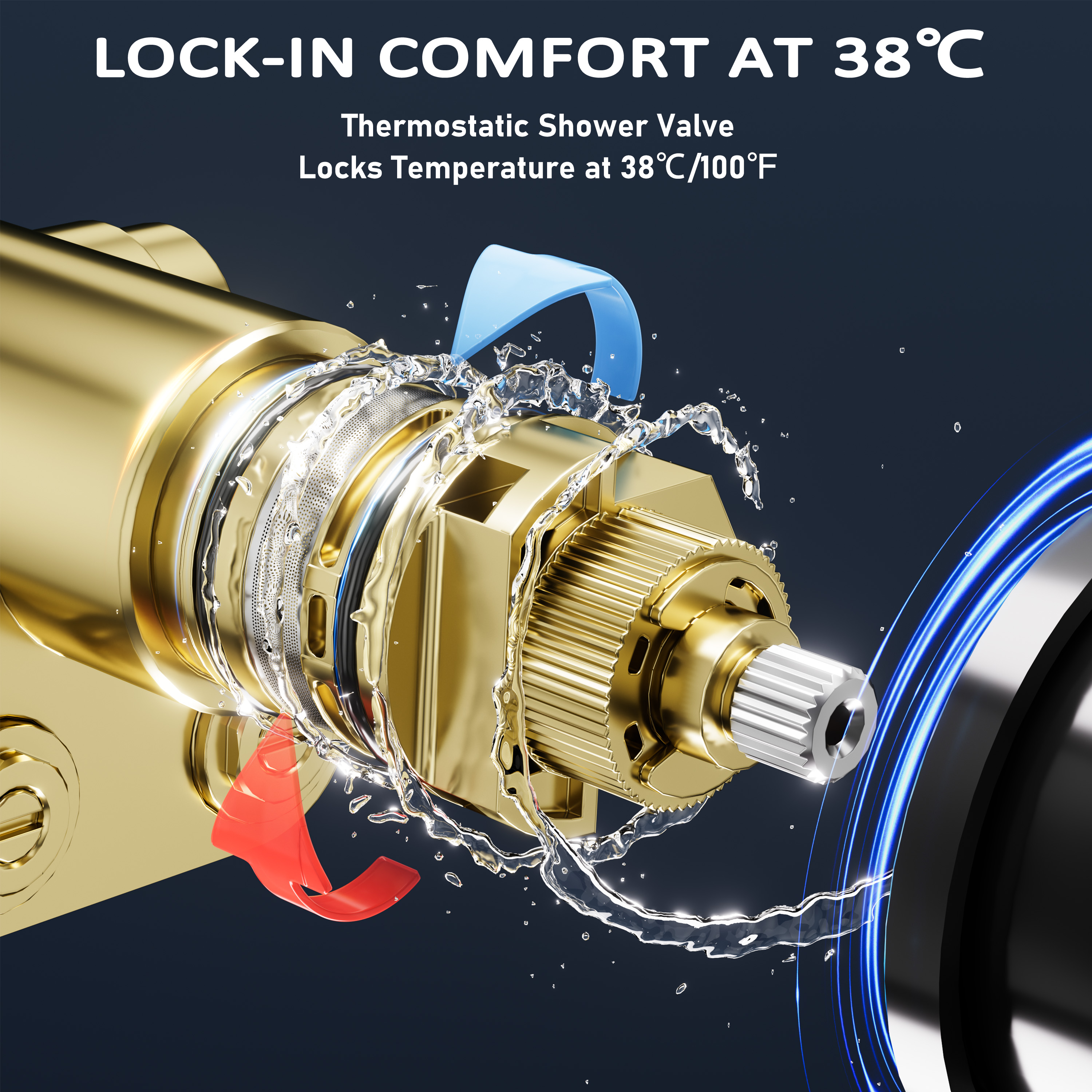 22*9 inch 4-Function Thermostatic Shower System with Digital Display and 6 Body Jets