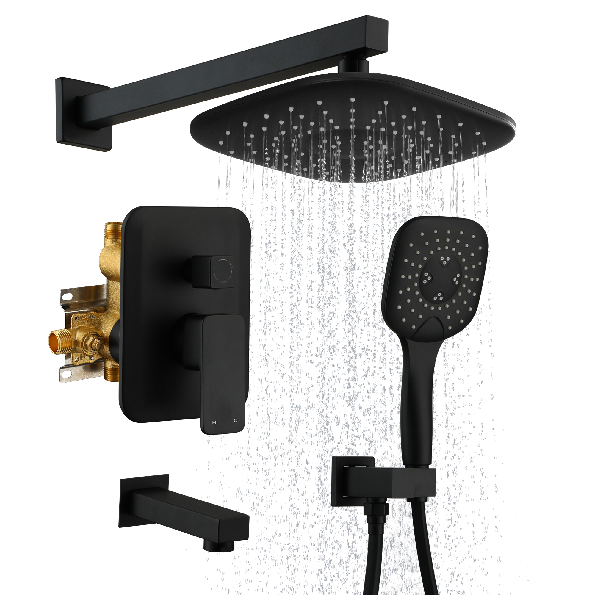 9-inch 3-Way Wall-Mounted Shower System with Tub Spout
