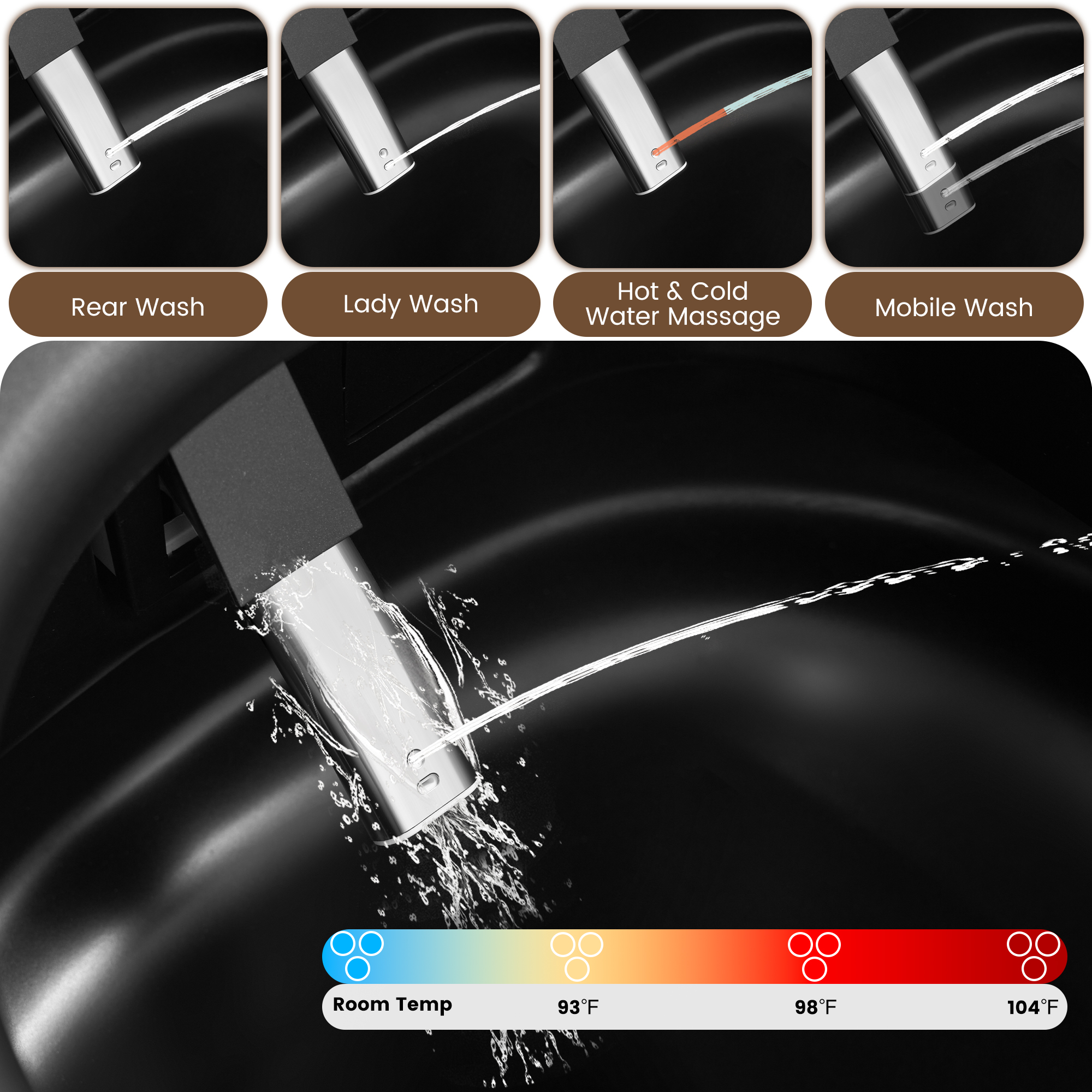 Square Smart Bidet Toilet with Heated Seat and Radar Sensor Lid