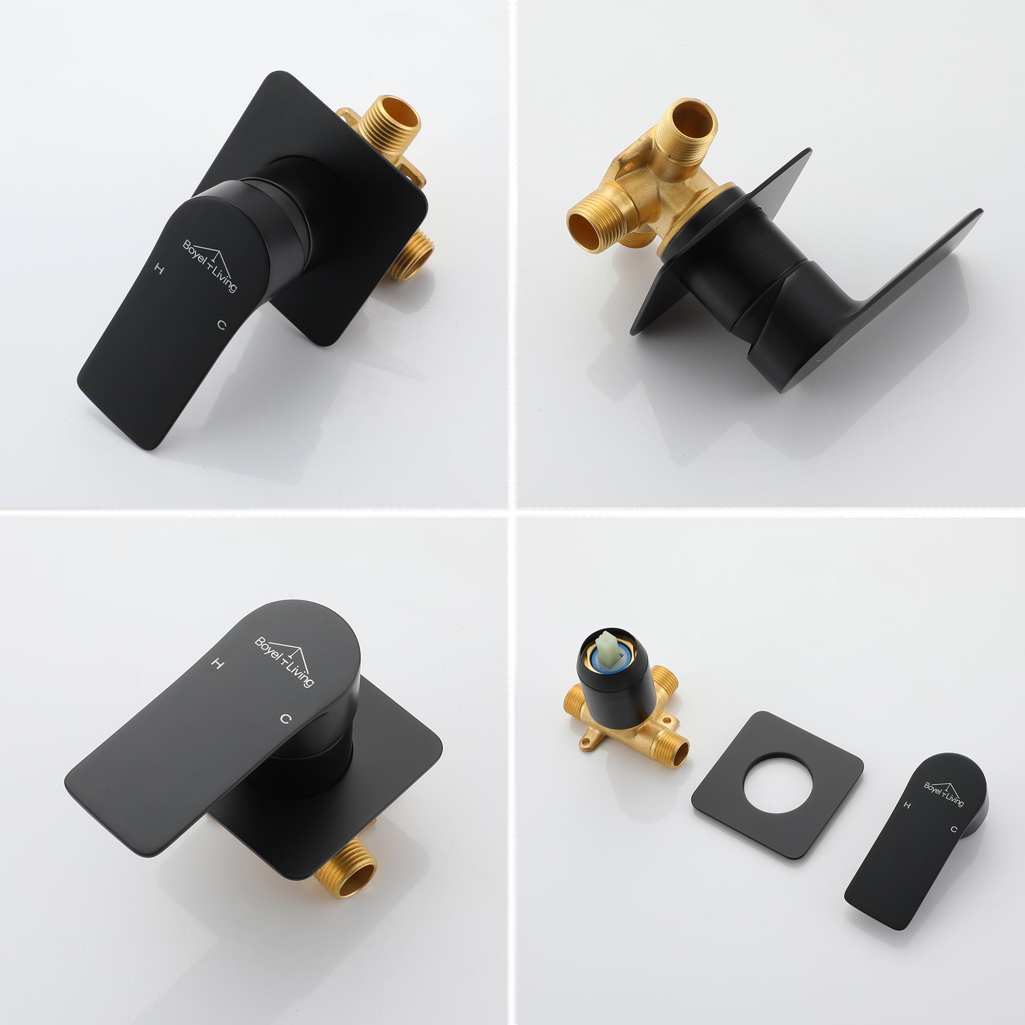 Wall Mounted Waterfall Bathroom Sink Faucet in Matte Black & Brushed Gold