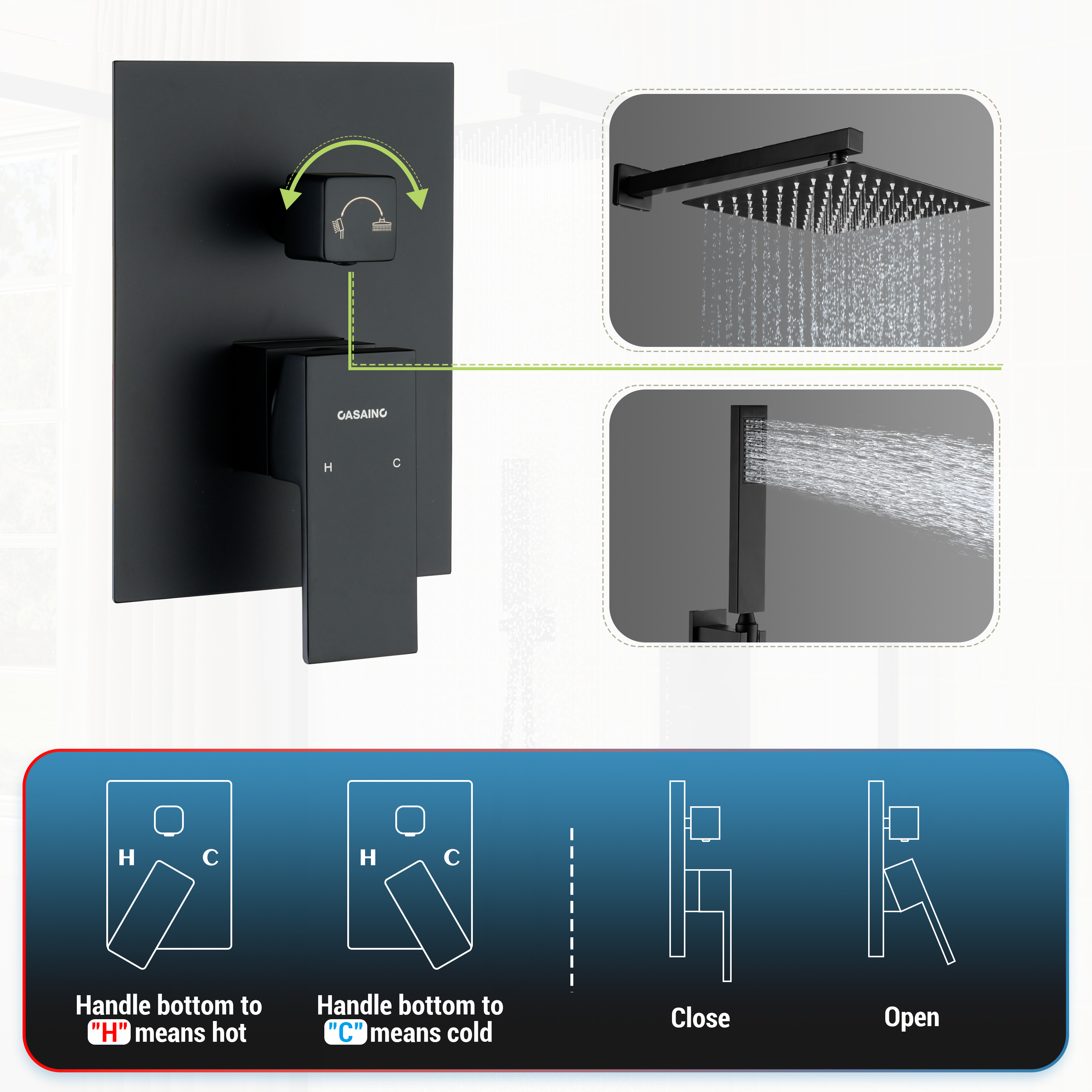10-inch ADA Compliant Shower System with Handheld Shower