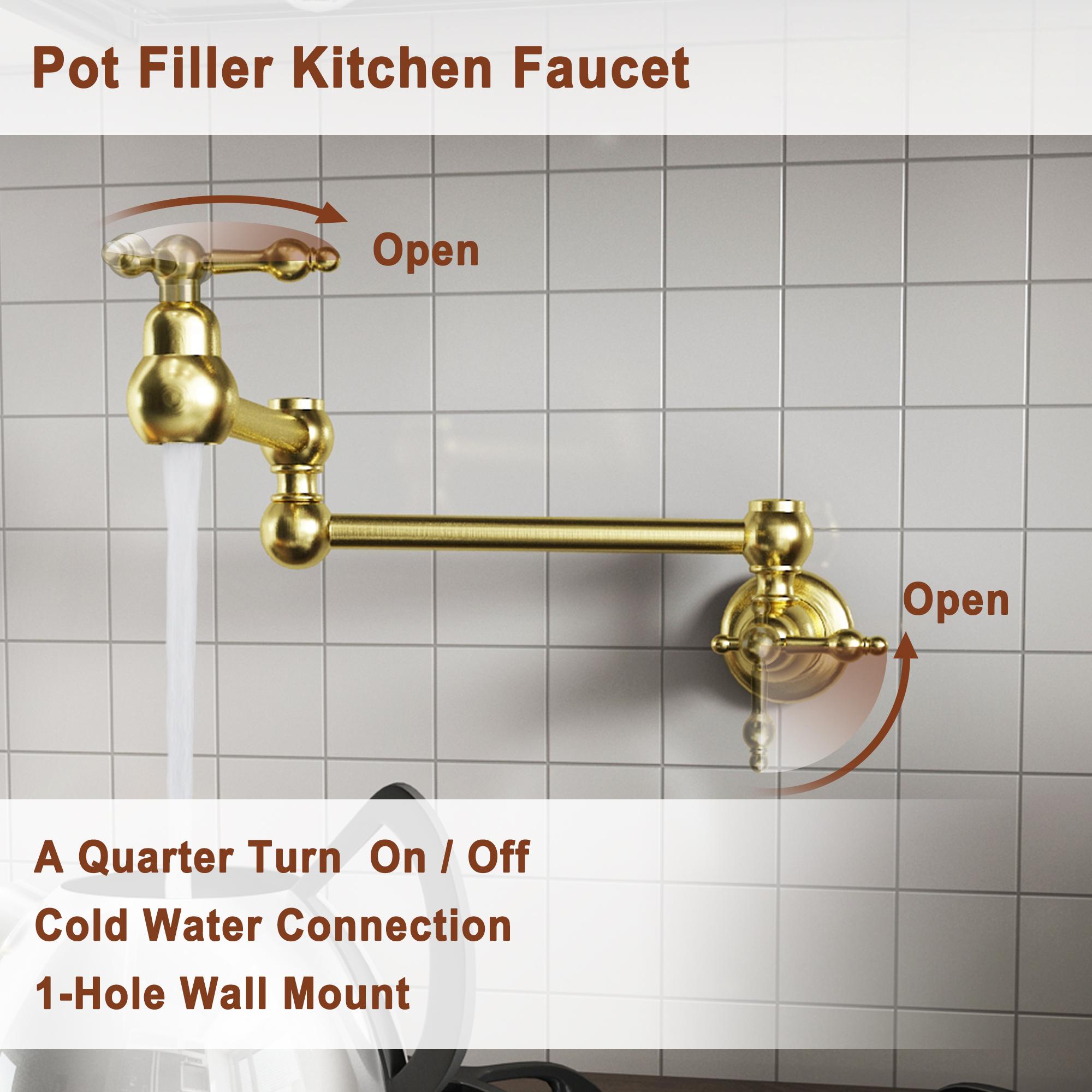 Retro Wall-Mount Pot Filler Kitchen Faucet with 360° Rotation & High-Flow Aerator