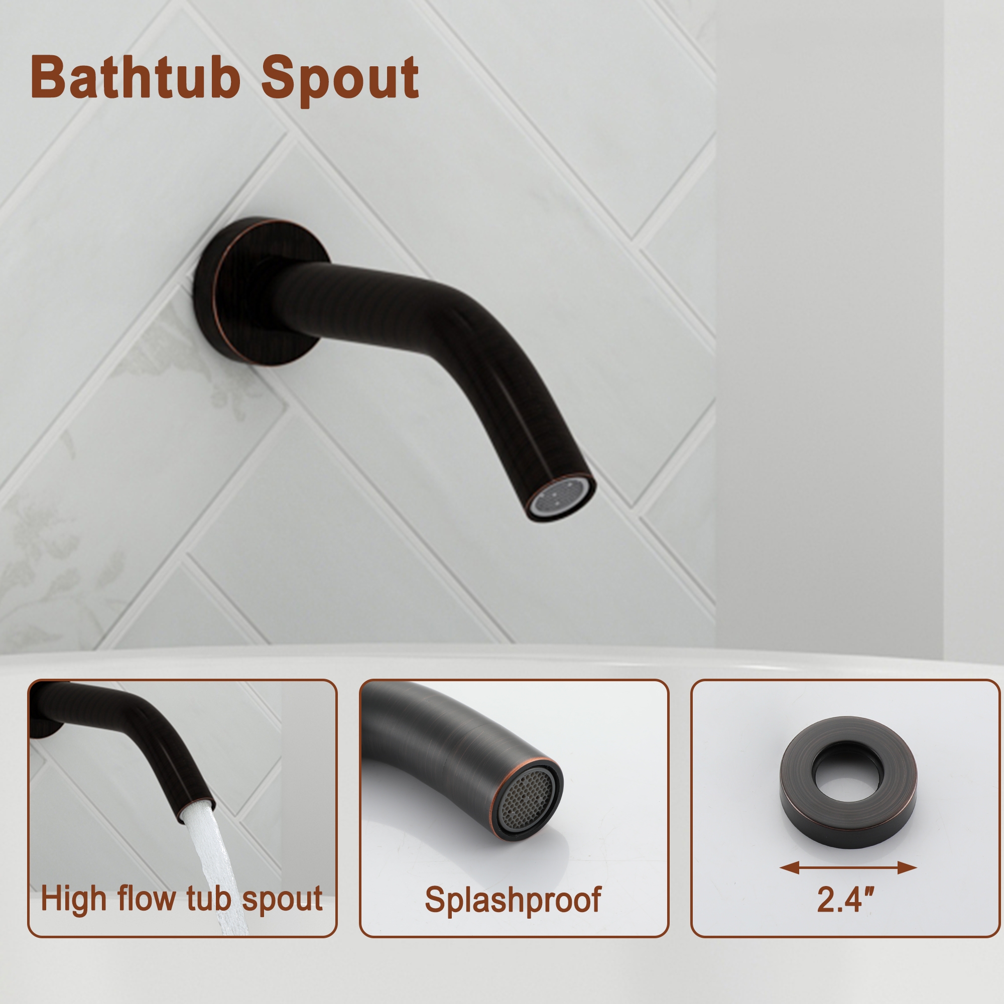 9-inch 3-Function Shower Faucet Set with Tub Spout & Slide Bar