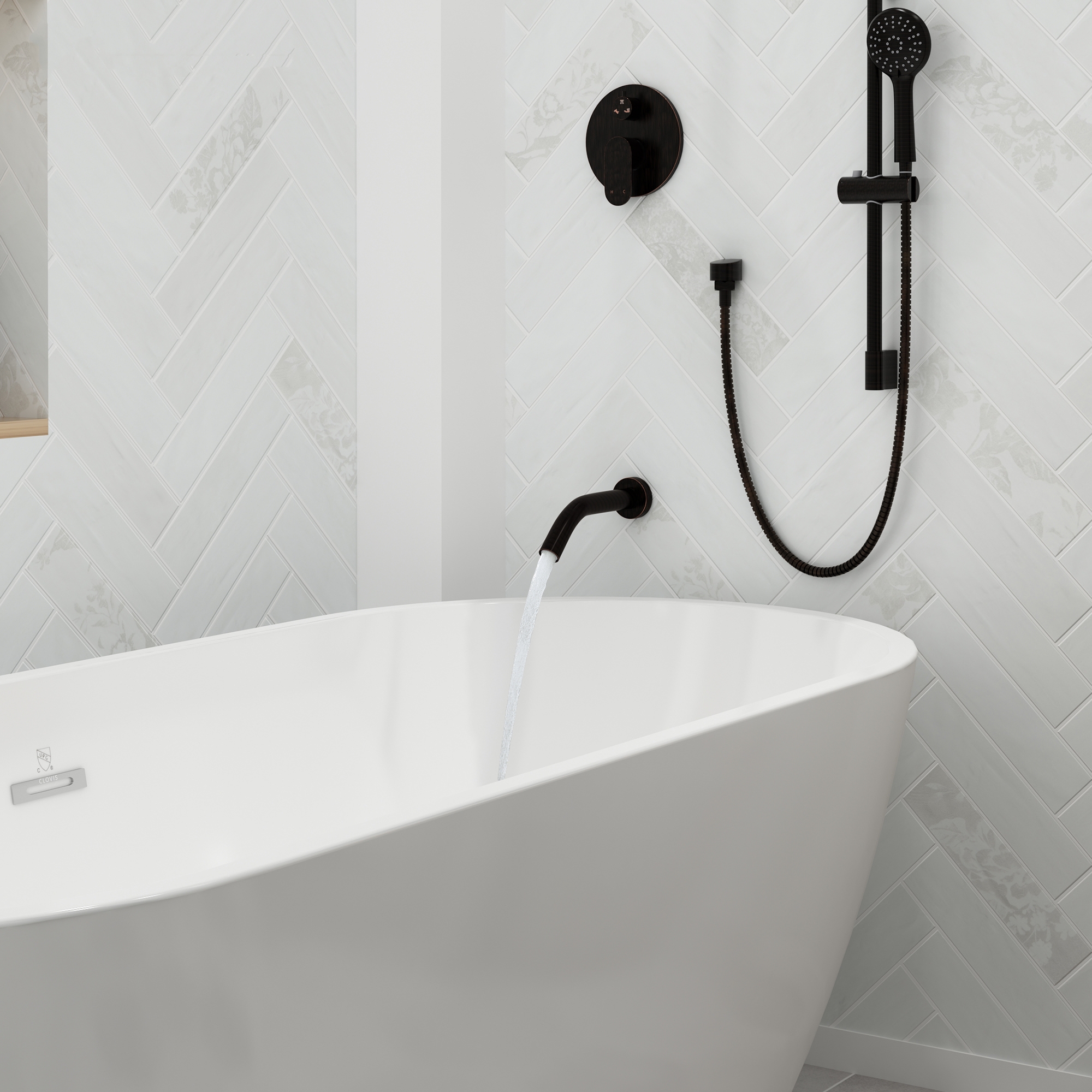 9-inch 3-Function Shower Faucet Set with Tub Spout & Slide Bar