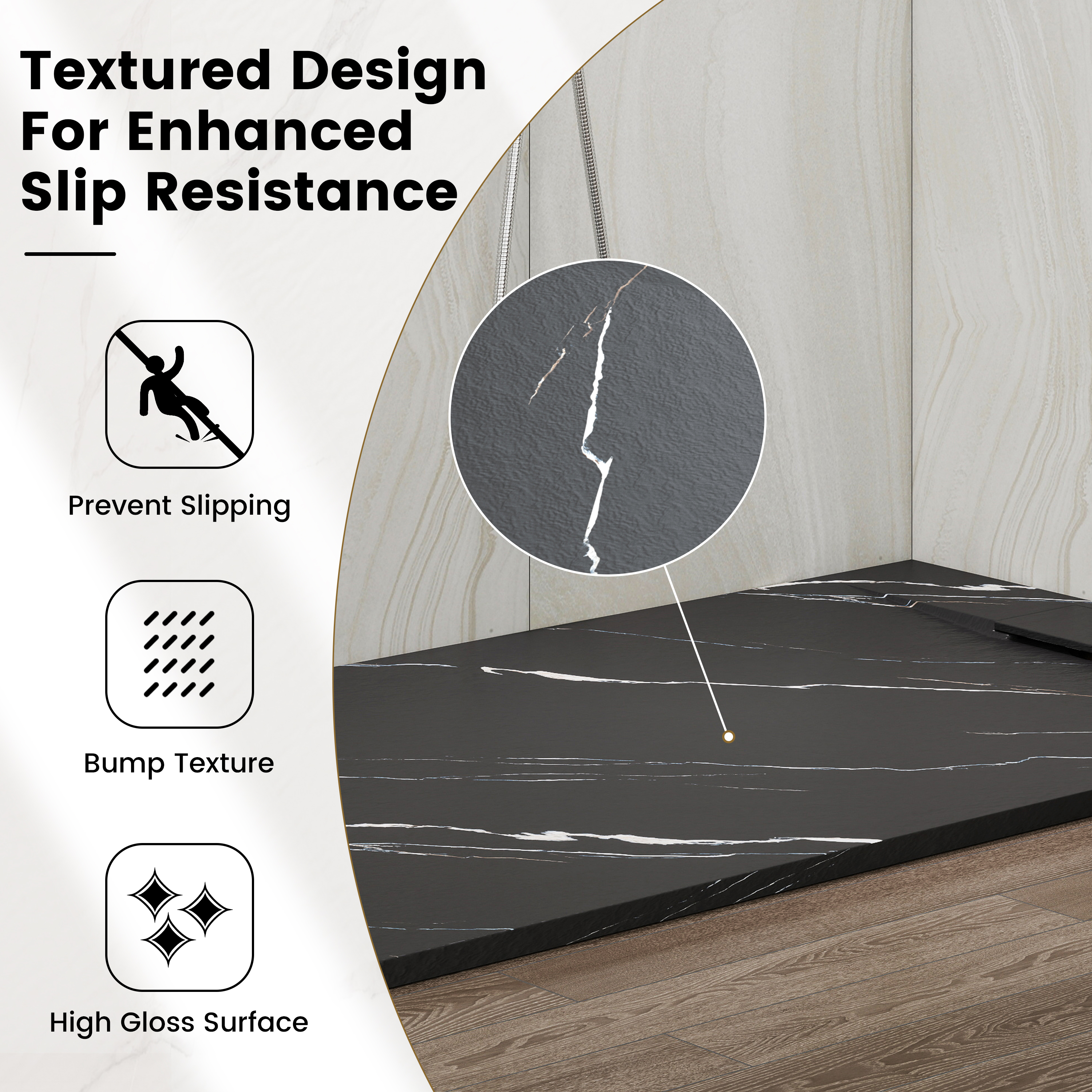 European-Style SMC Shower Base with Low-Entry & Wheelchair Accessible