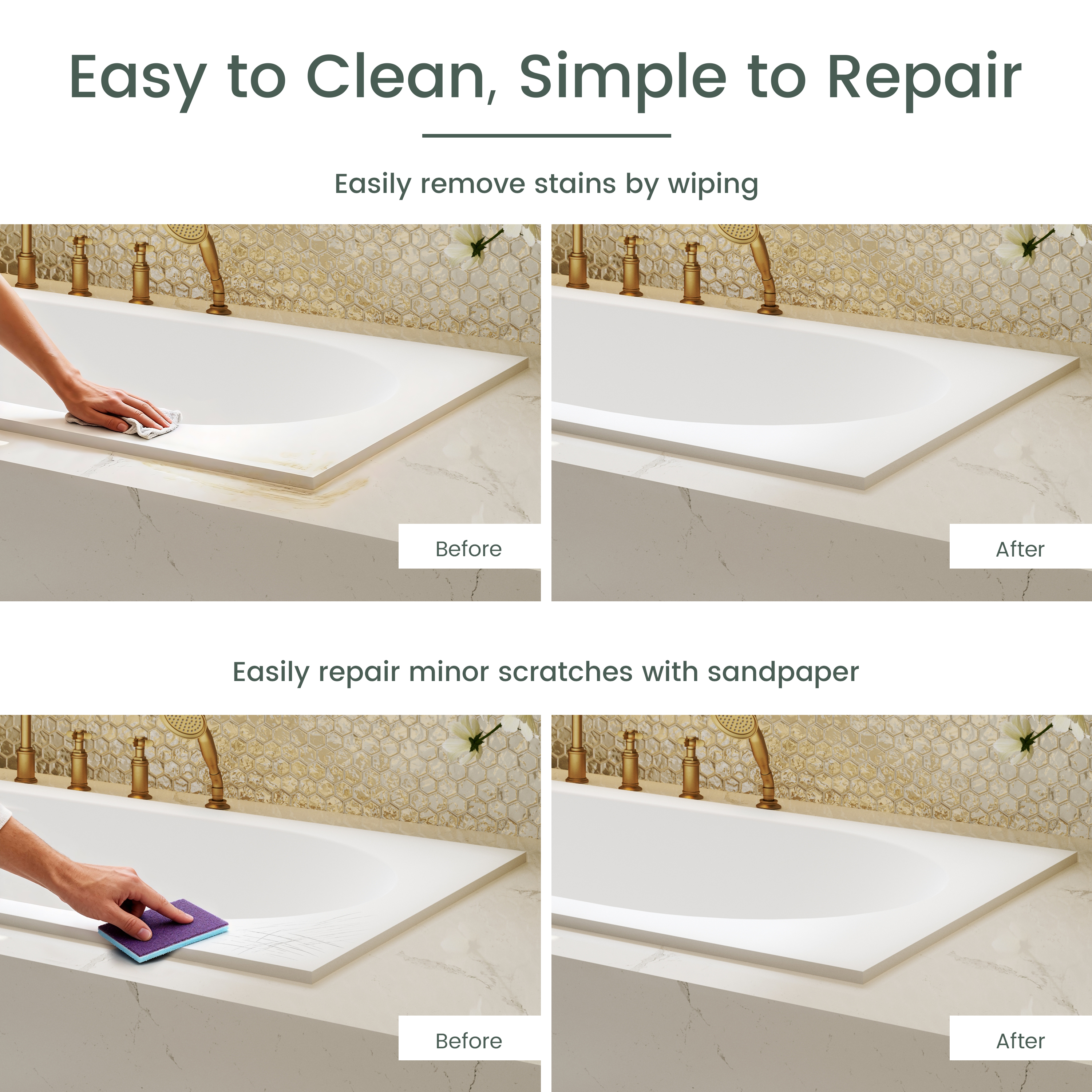 60" Luxury Drop-In Acrylic Soaking Bathtub with Rounded Interior