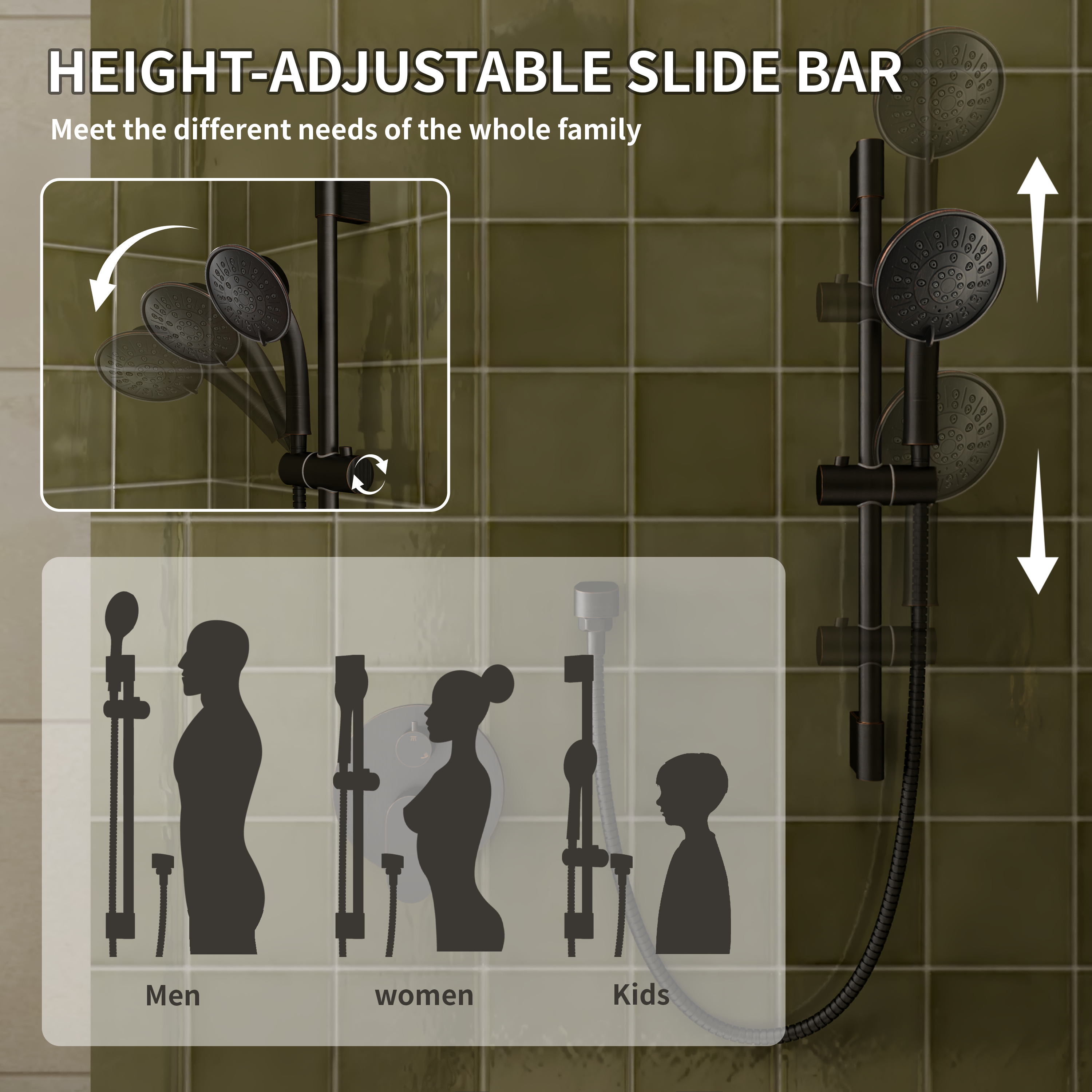 8" Rain Shower Head System with Pressure Balance Valve