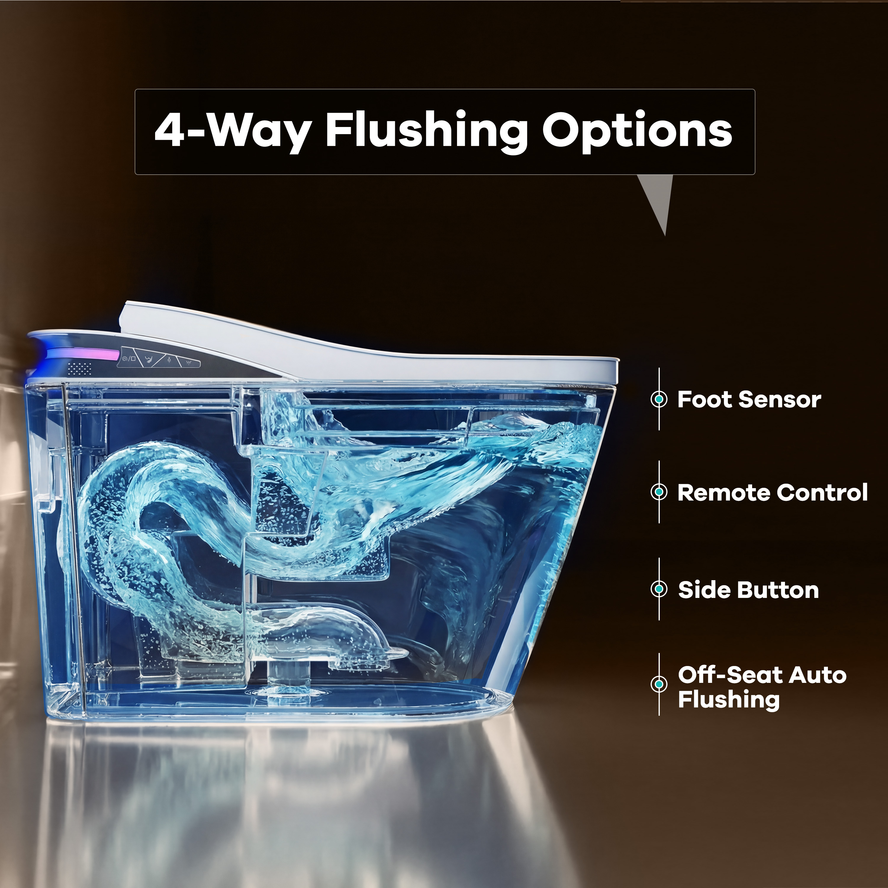 One-Piece Chair Height Elongated Smart Bidet Toilet with Auto Lid, Foam Shield Protection & Dual Flush