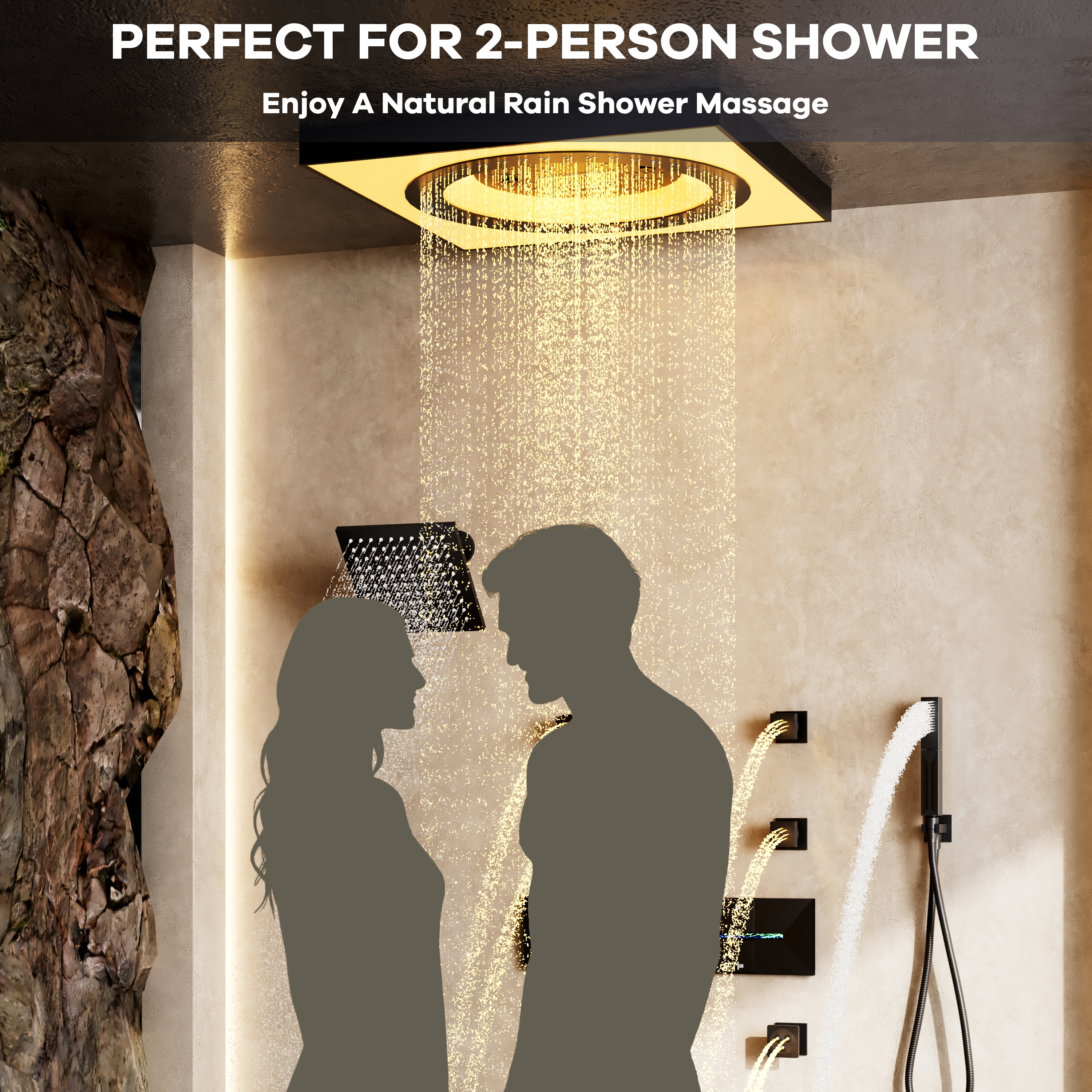 24-inch 6-Function Thermostatic Shower System with LED Light & Body Jet & Slide Bar