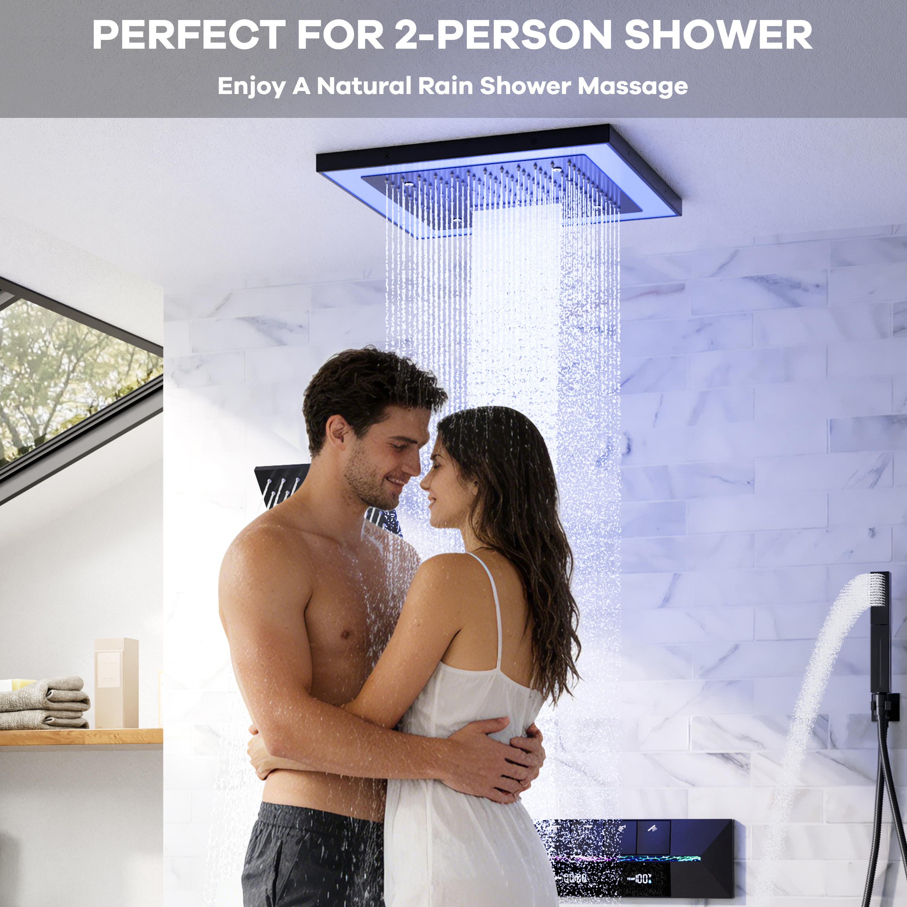 16-Inch Four-Function Luxury Thermostatic Shower System with LED Lights