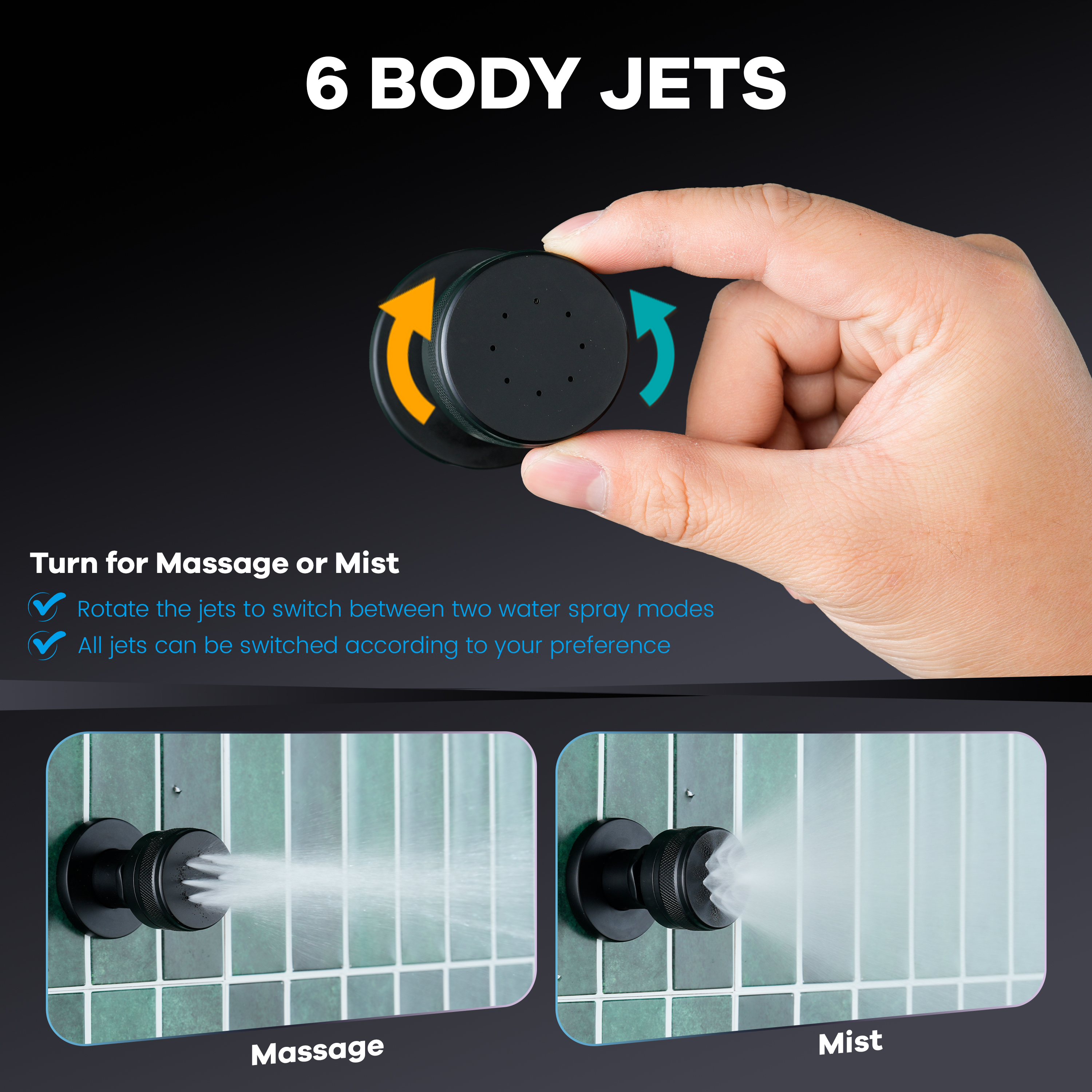 12-inch 4-Function Thermostatic Shower System with Digital Display & Body Jet